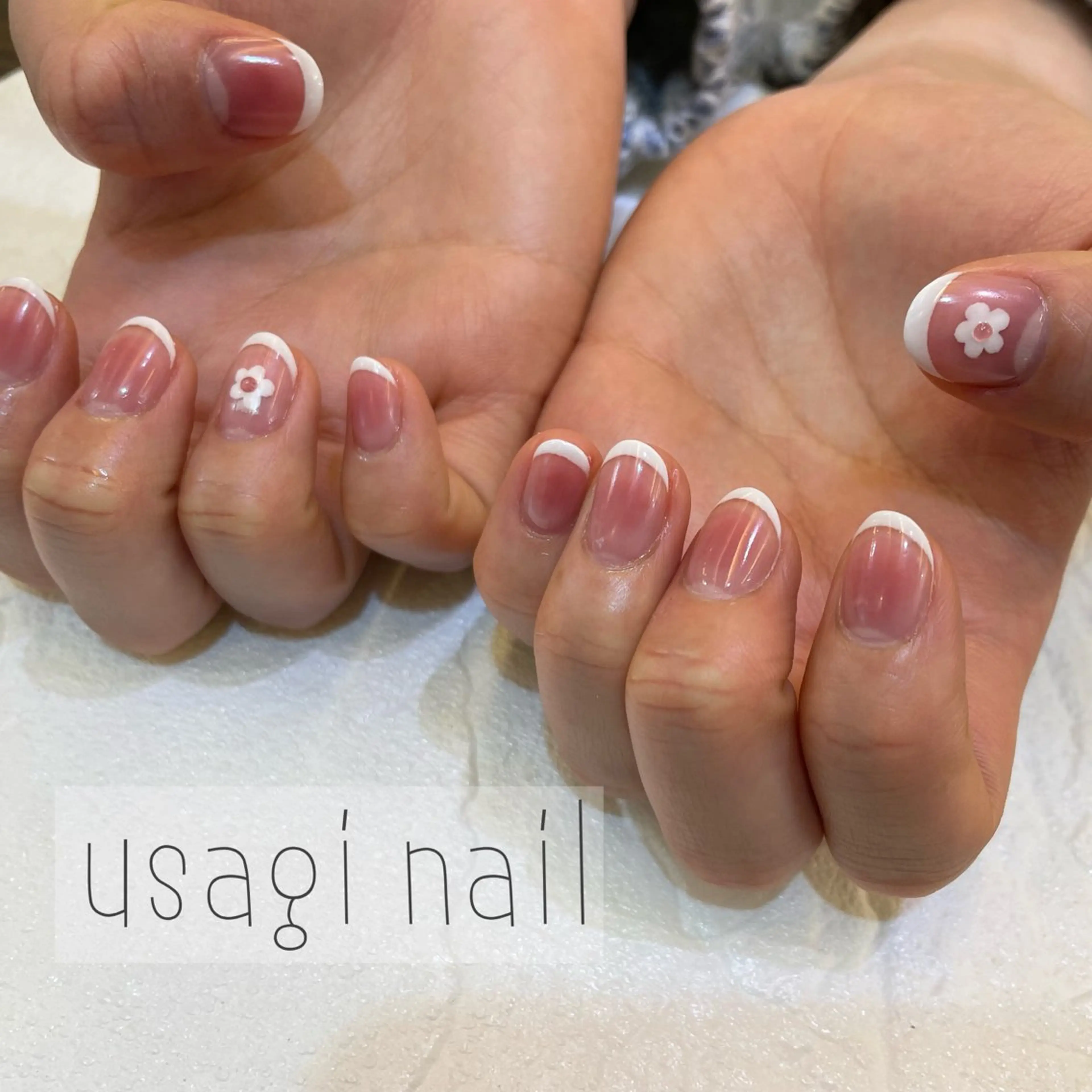 ネイル チークネイル フレンチネイル usagi nailのネイルデザイン