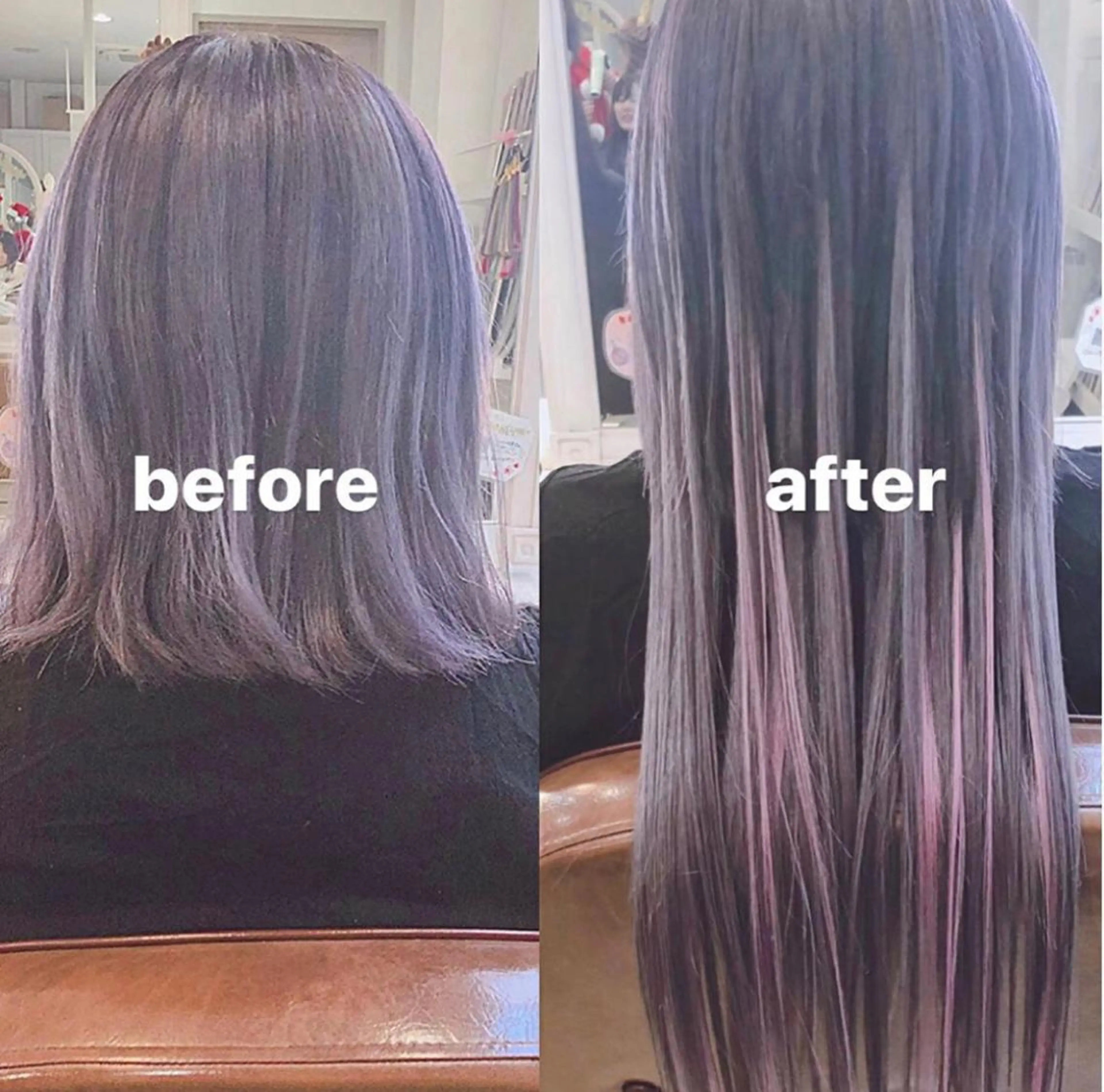 ミディアム カラー シールエクステ デザインカラー ラベンダーカラー ピンクカラー ボブ HAUS 片山みほのヘアスタイル