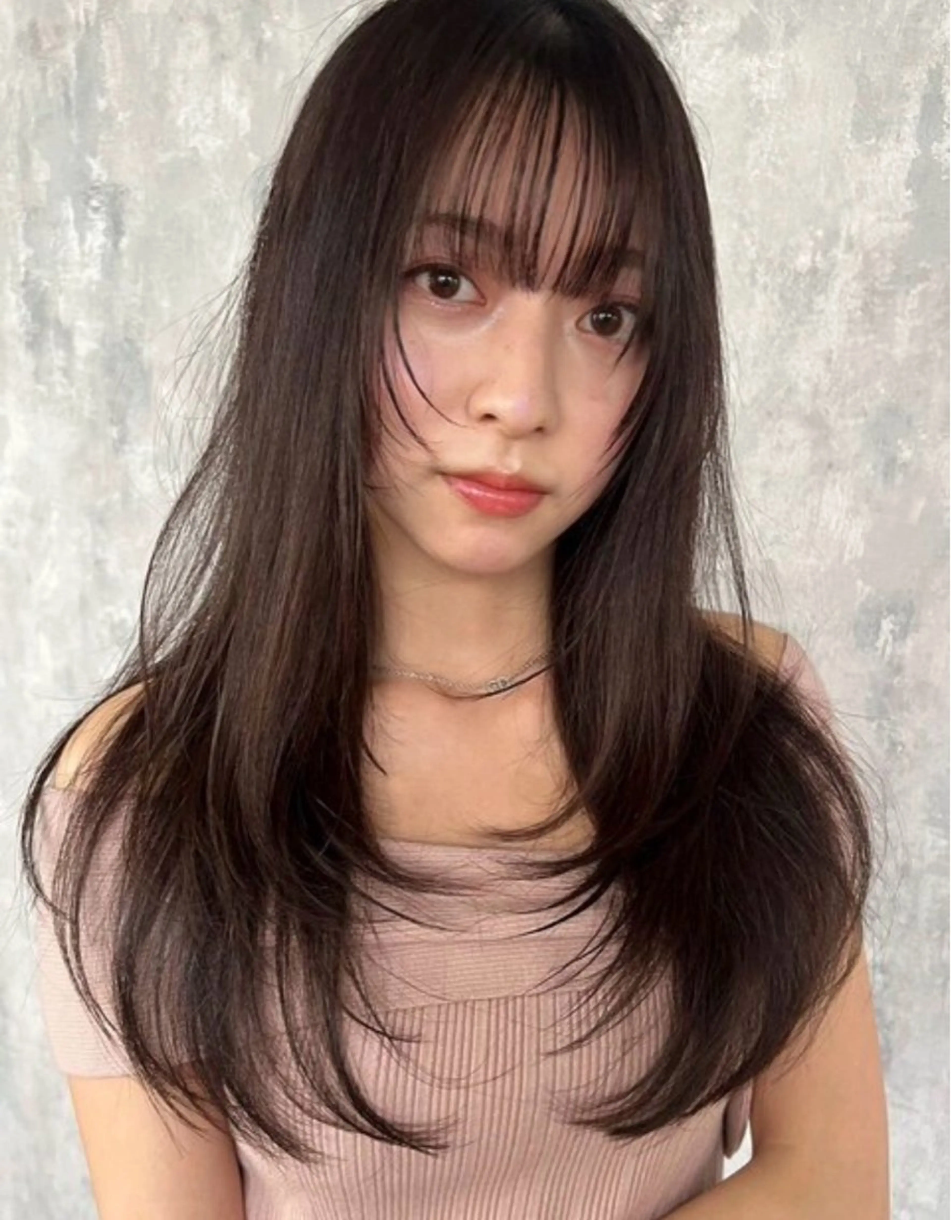 ロング ハイレイヤー レイヤーカット カット 縮毛矯正 こうき/前髪割れ癖 改善/カット/カラーのヘアスタイル