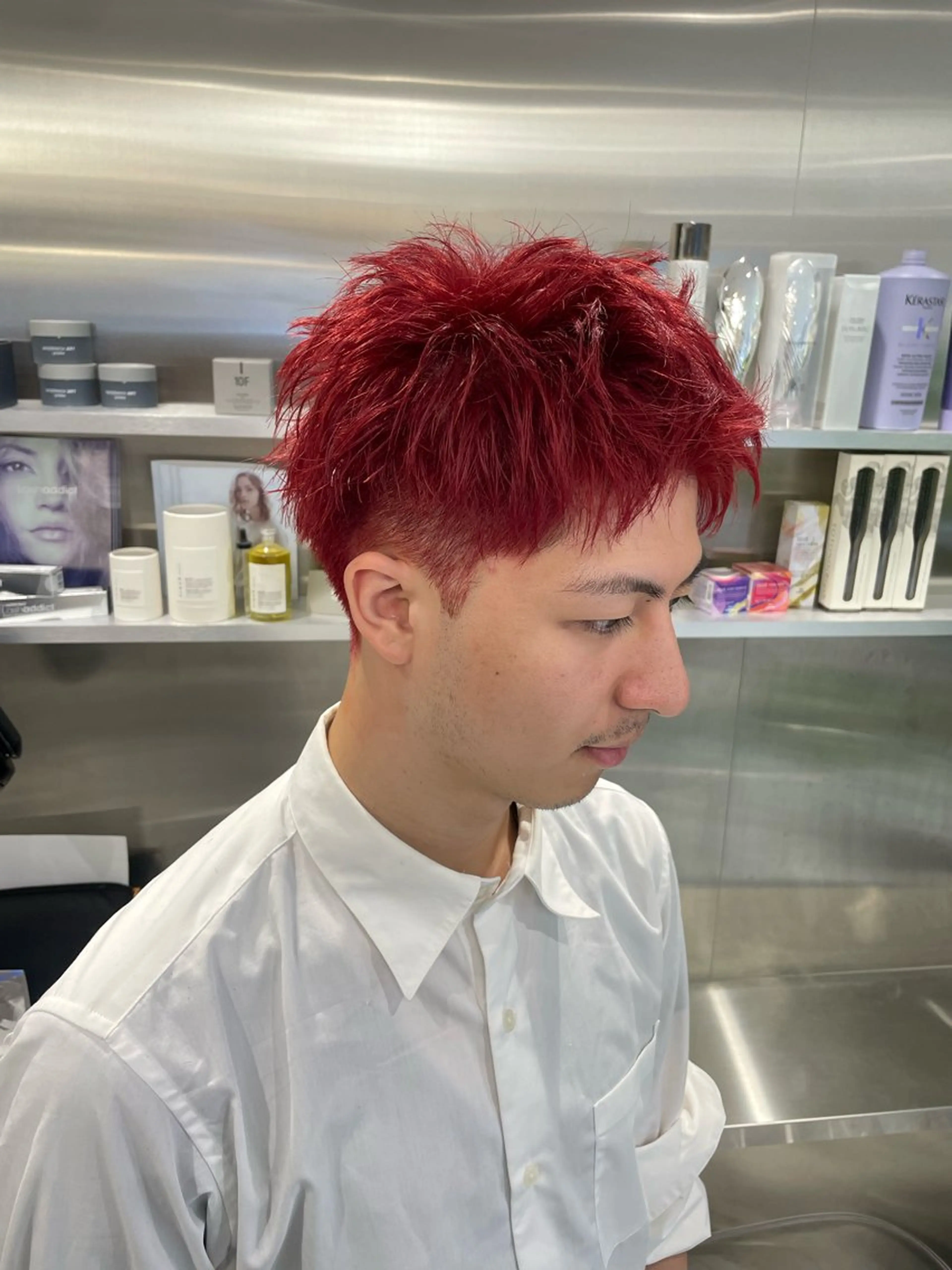 ショート カラー メンズ メンズメッシュ メンズパーマ メンズツイストパーマ 波巻きパーマ メッシュ カラーモデル⚡️ REONのヘアスタイル