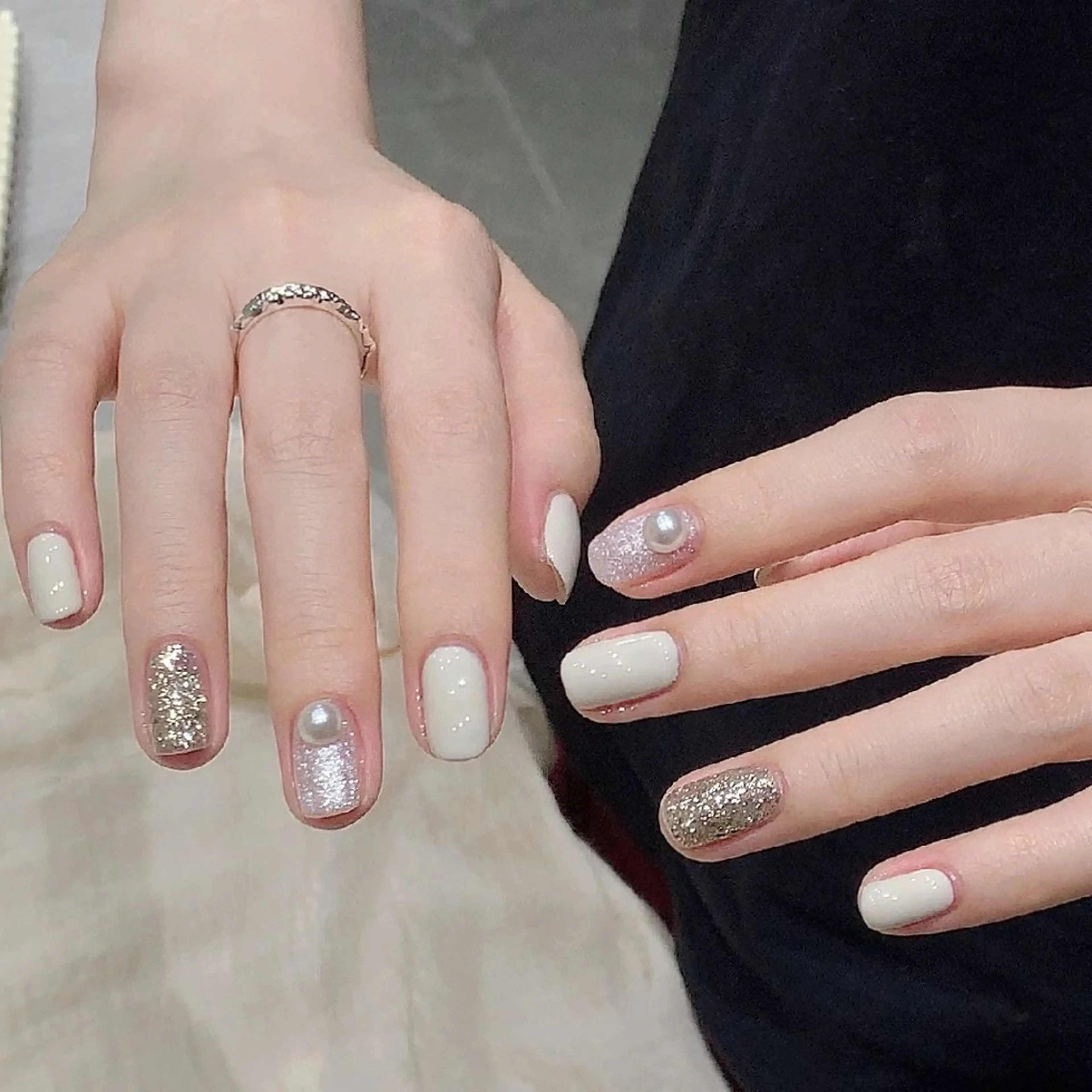 ネイル ハンドネイル ネイリストゆか💅 長さだし、深爪矯正のネイルデザイン