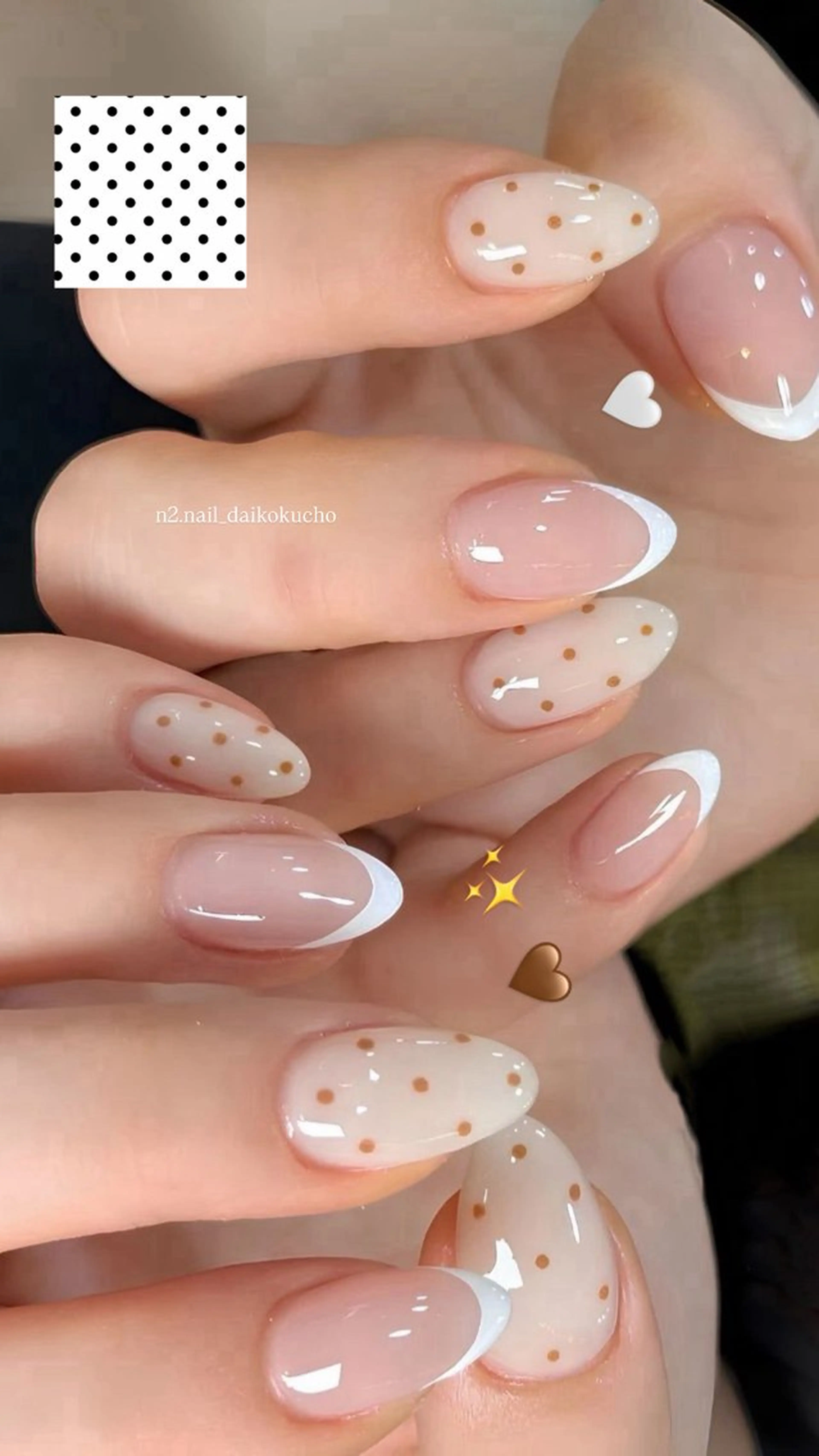 ネイル アートネイル ドット フレンチネイル ジェルネイル オフィスネイル N2 nailのネイルデザイン