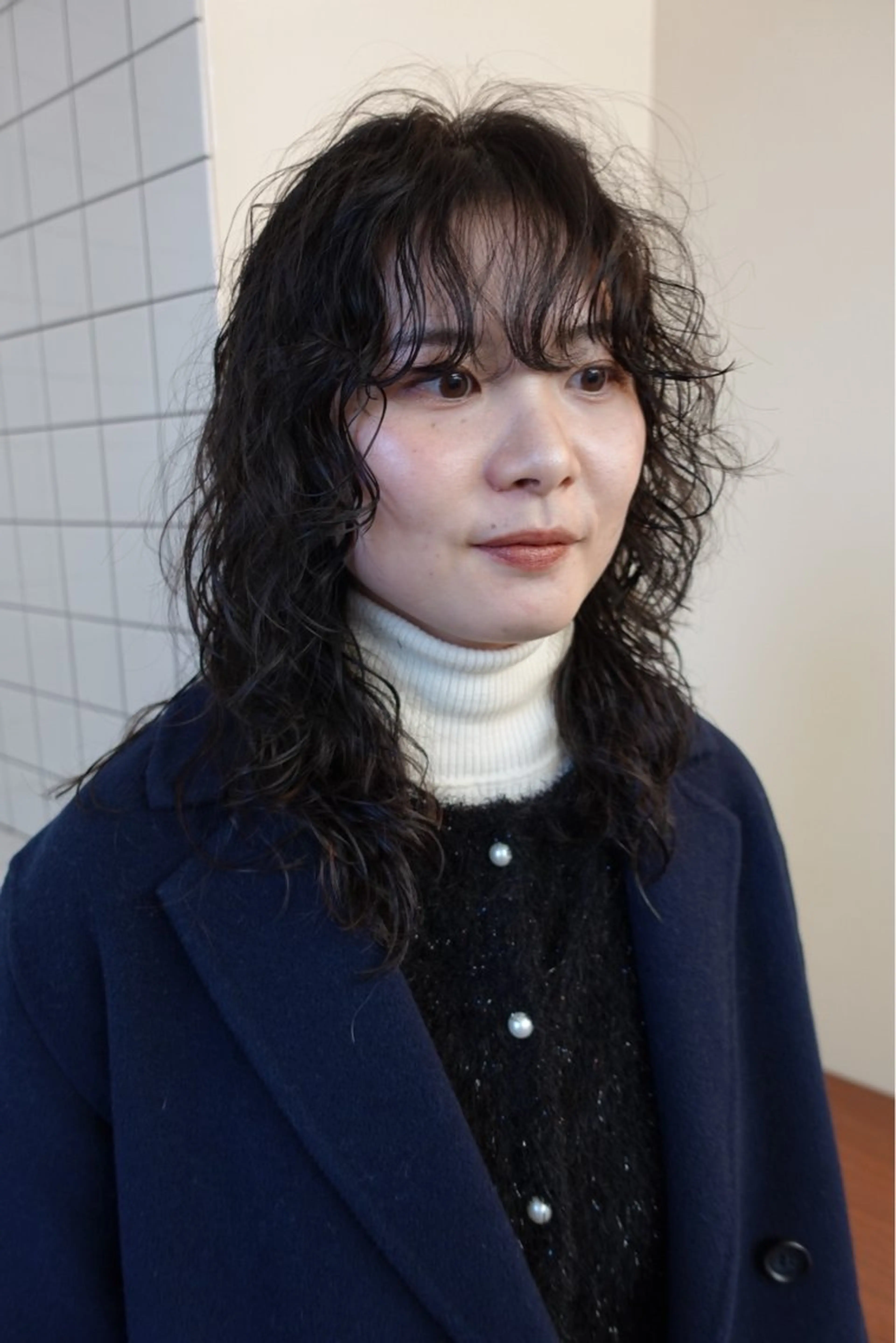 ミディアム カラー パーマ カット ヘアカラー パーマ ボブパーマ/パーマ ウルフパーマのヘアスタイル