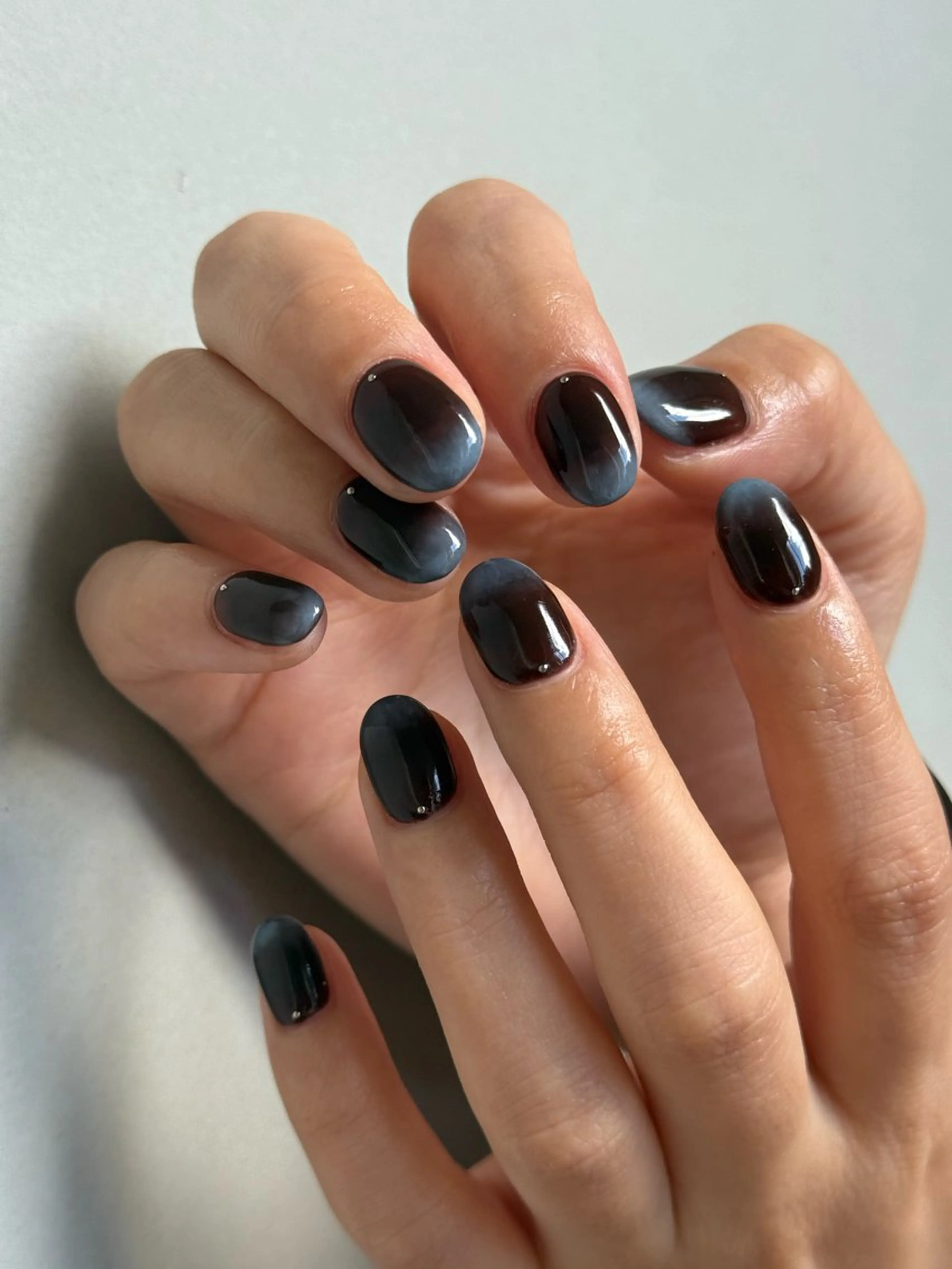 ネイル ブルー ブラウン Manon Yuiのネイルデザイン