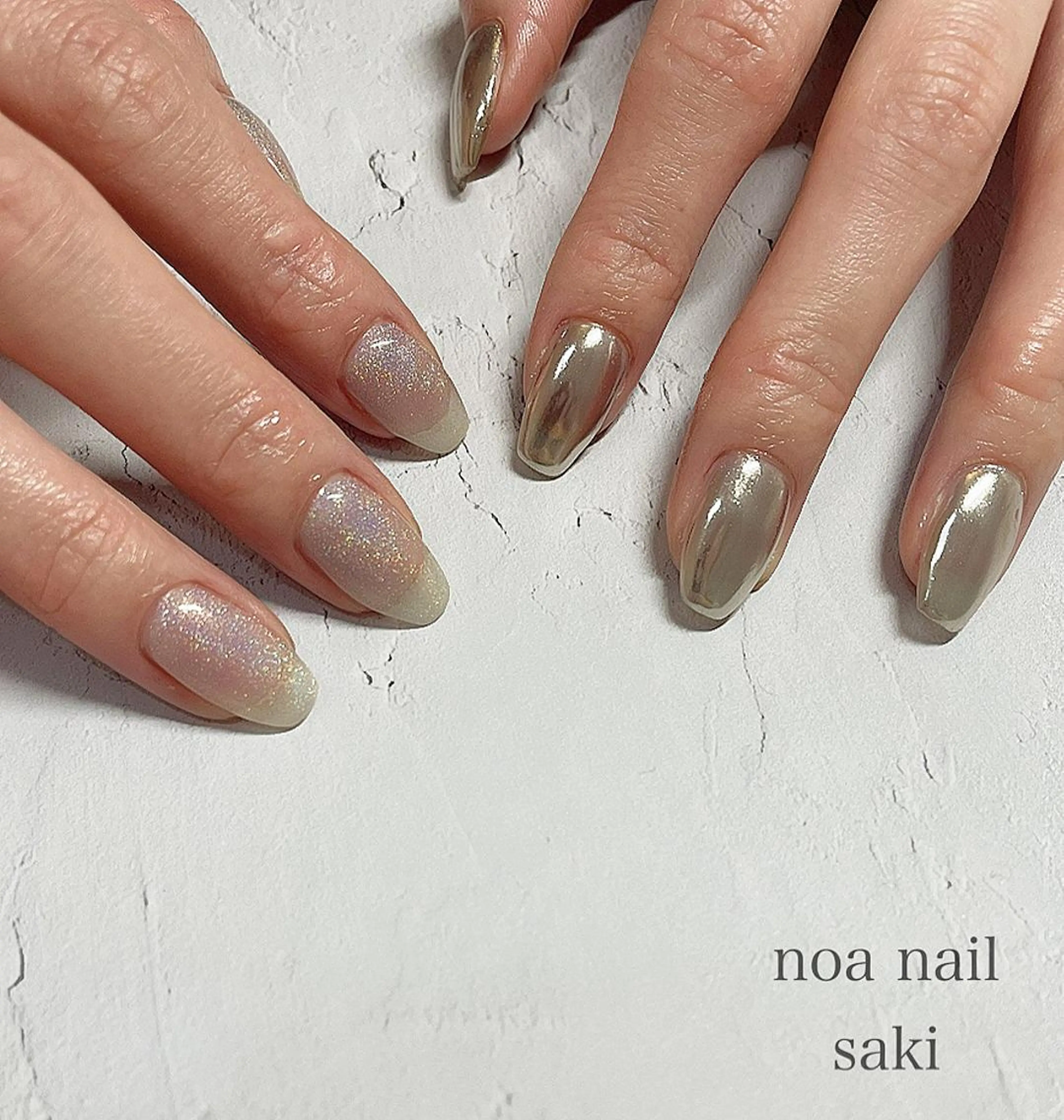 ネイル アートネイル オーロラネイル カジュアル ジェルネイル 氷ネイル・うるうるネイル nailsalon noa所属・ショートネイル専門店 sakiのネイルデザイン