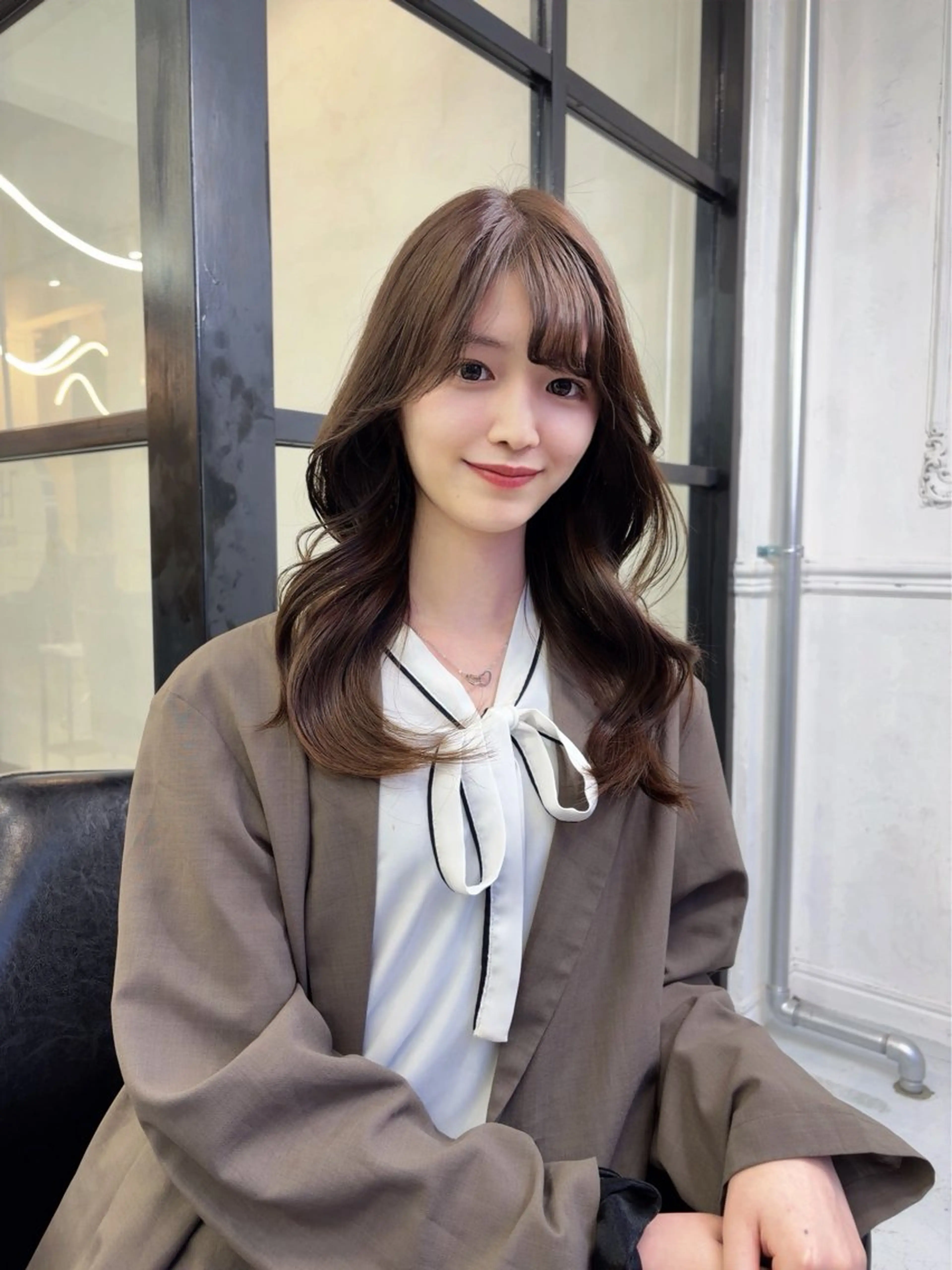 ロング 顔周りカット 韓国風ヘア レイヤーカット ロング Maison HARU宮本 楓のヘアスタイル