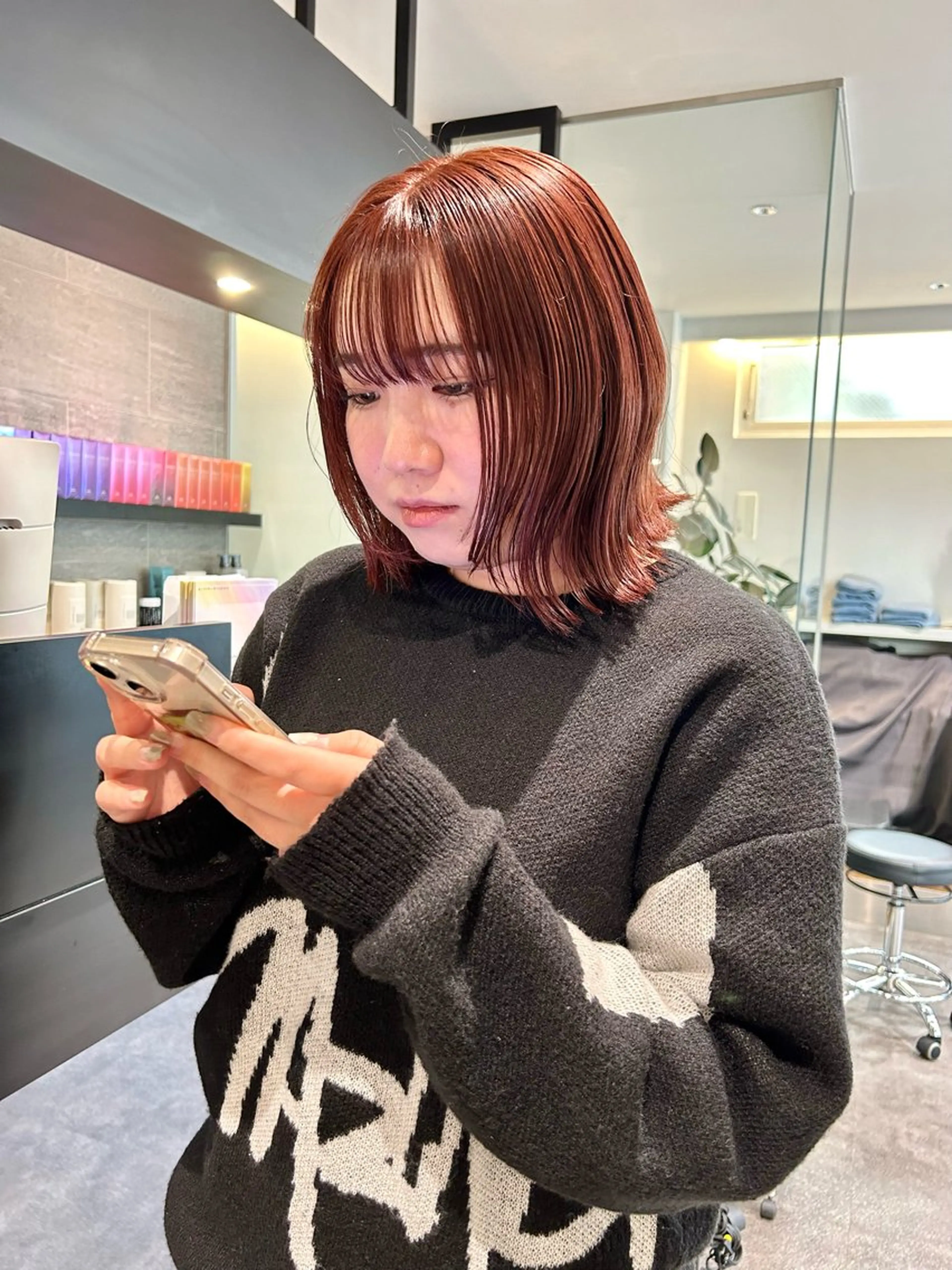 ミディアム カラー オレンジ ピンクカラー 🎀ヘアセット透明感 /REINA🎀のヘアスタイル