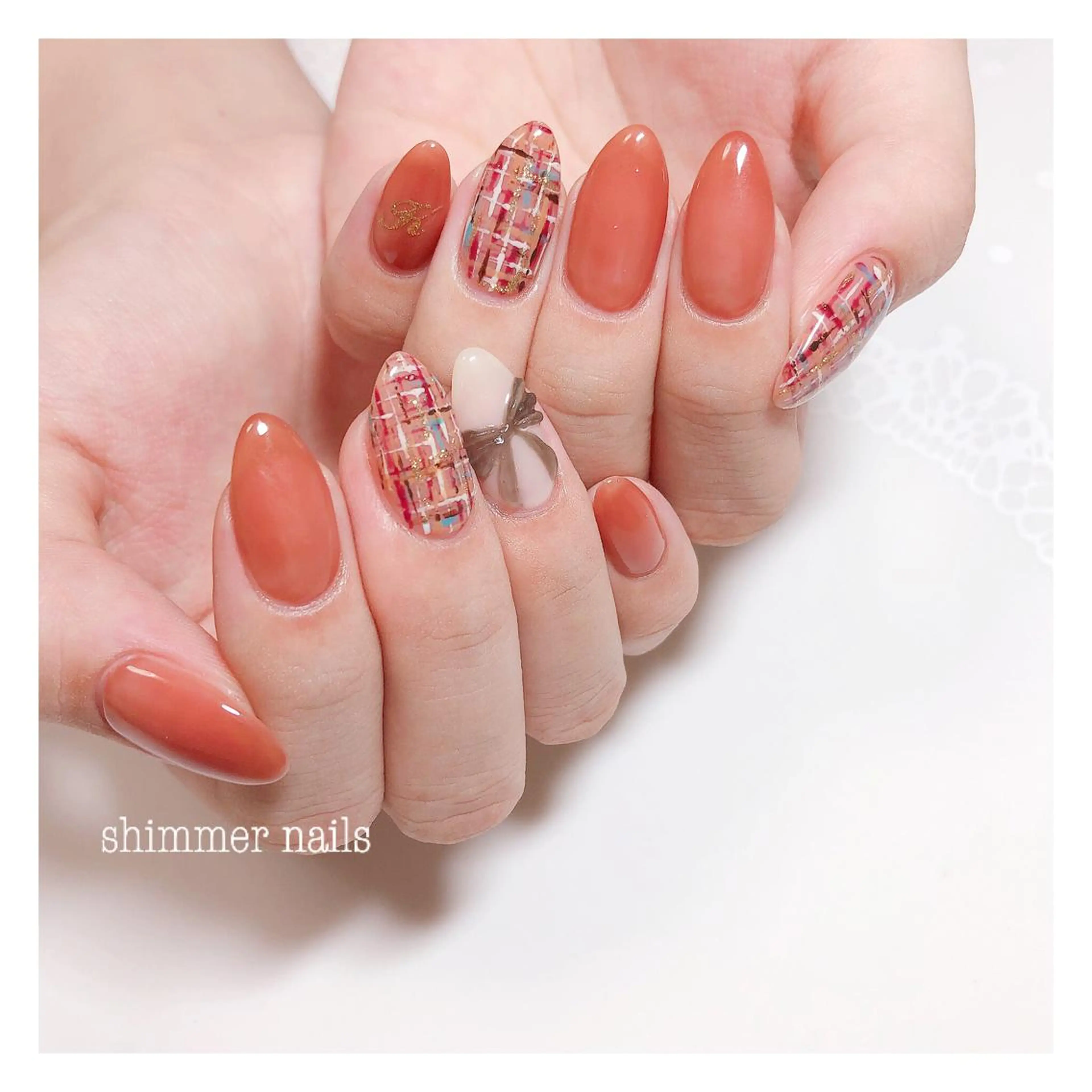 ネイル リボン shimmer nailsのネイルデザイン