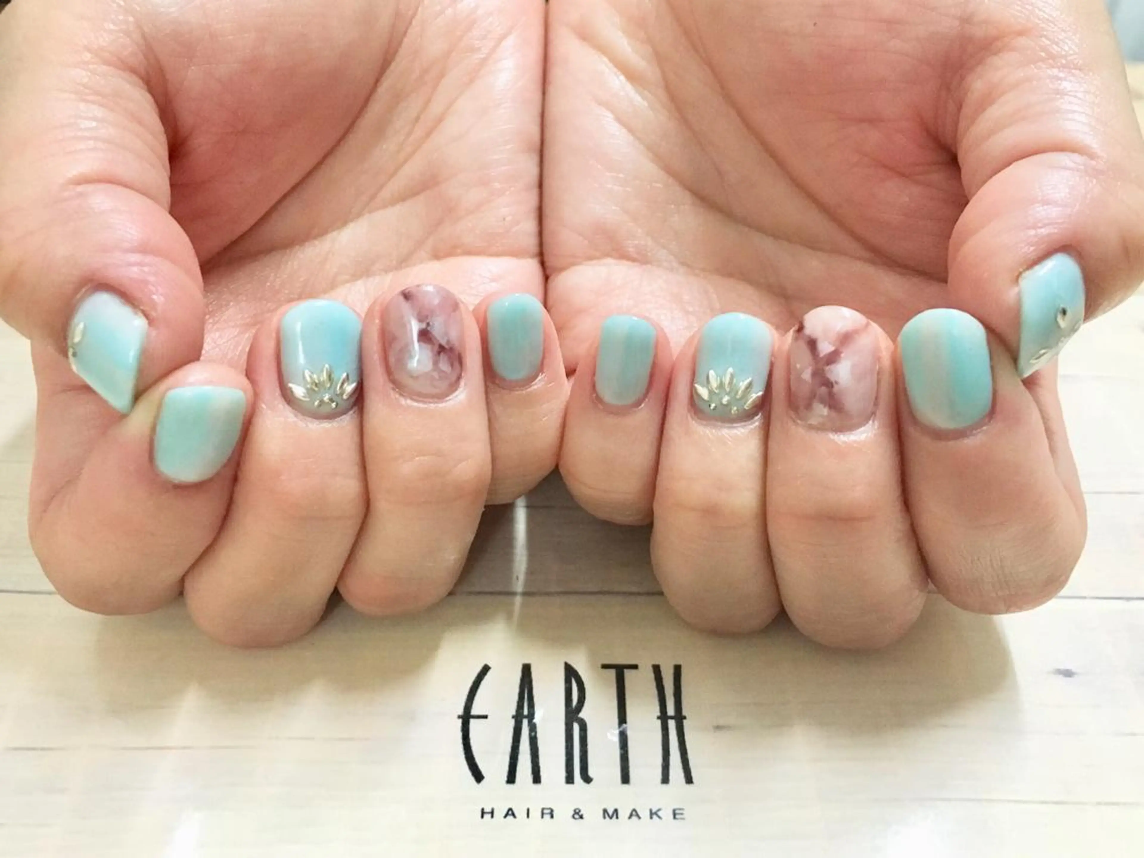 ネイル ブルー 大理石ネイル(マーブル) 佐藤 まりえのネイルデザイン