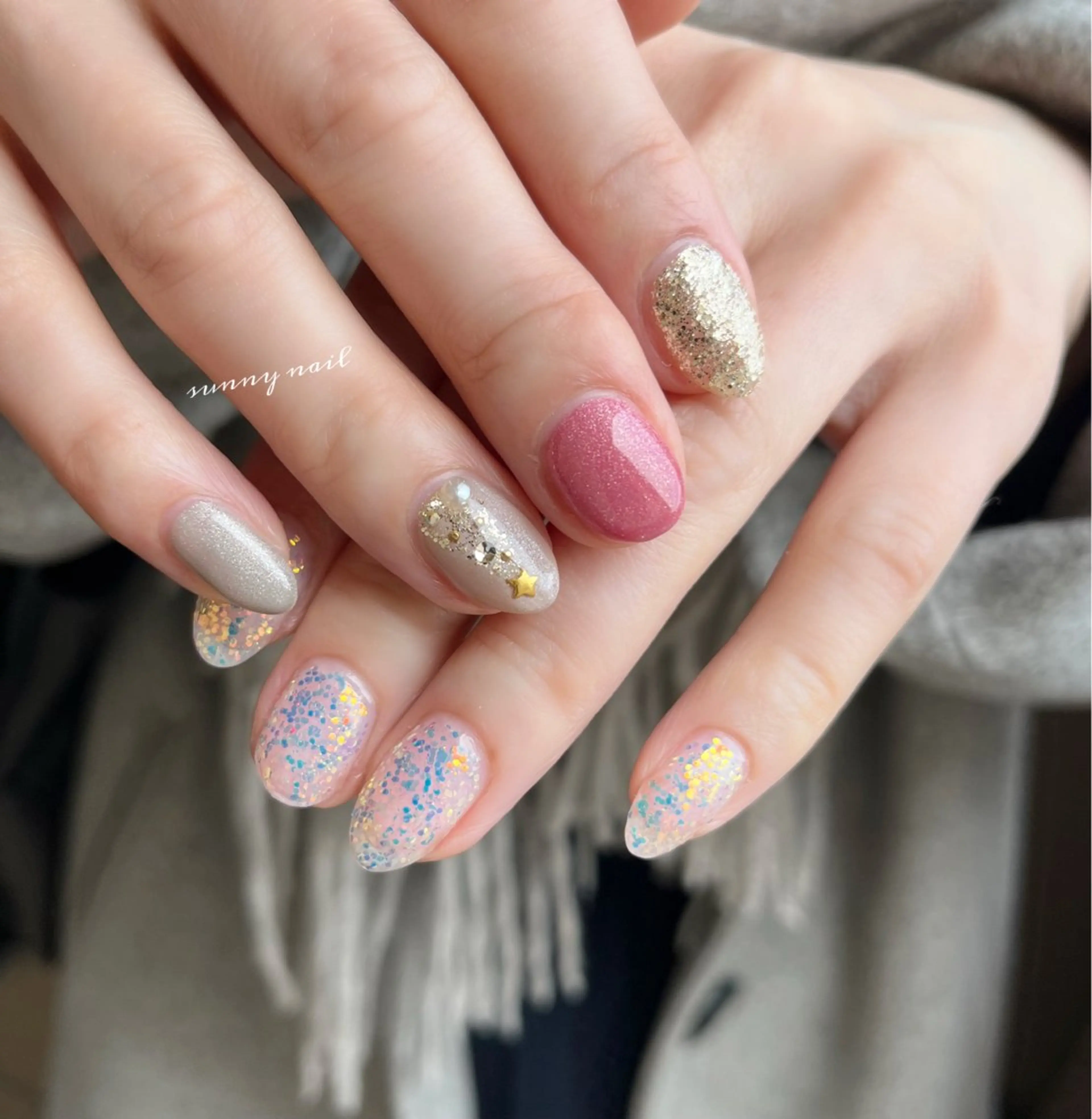 ネイル オーロラネイル マグネットネイル 冬ネイル クリスマス sunny nailのネイルデザイン