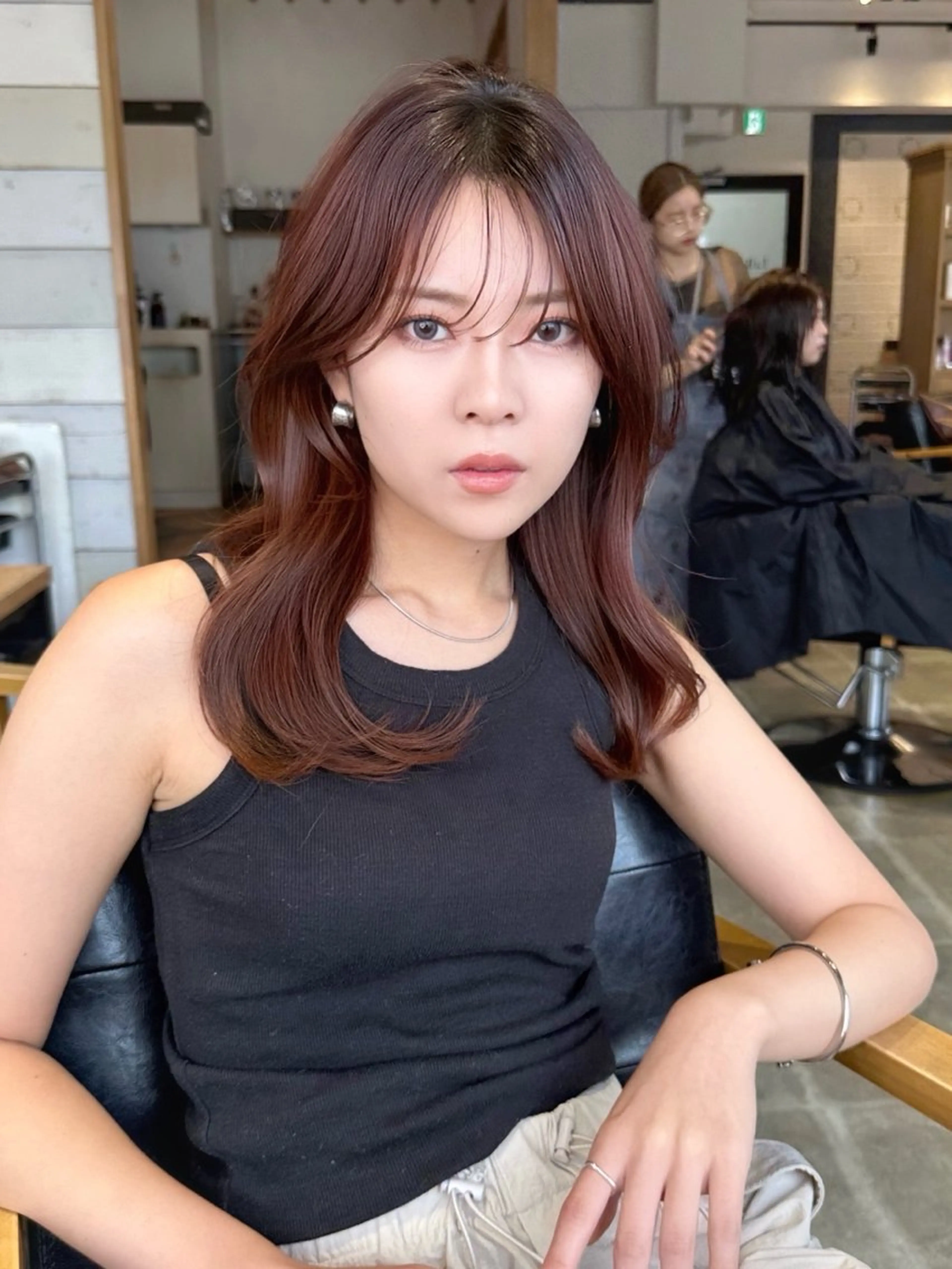 セミロング カット ヘアカラー ヘッドスパ La Bonheur hair reve 池袋西口所属・コテ巻き風パーマ /志村大成のヘアスタイル