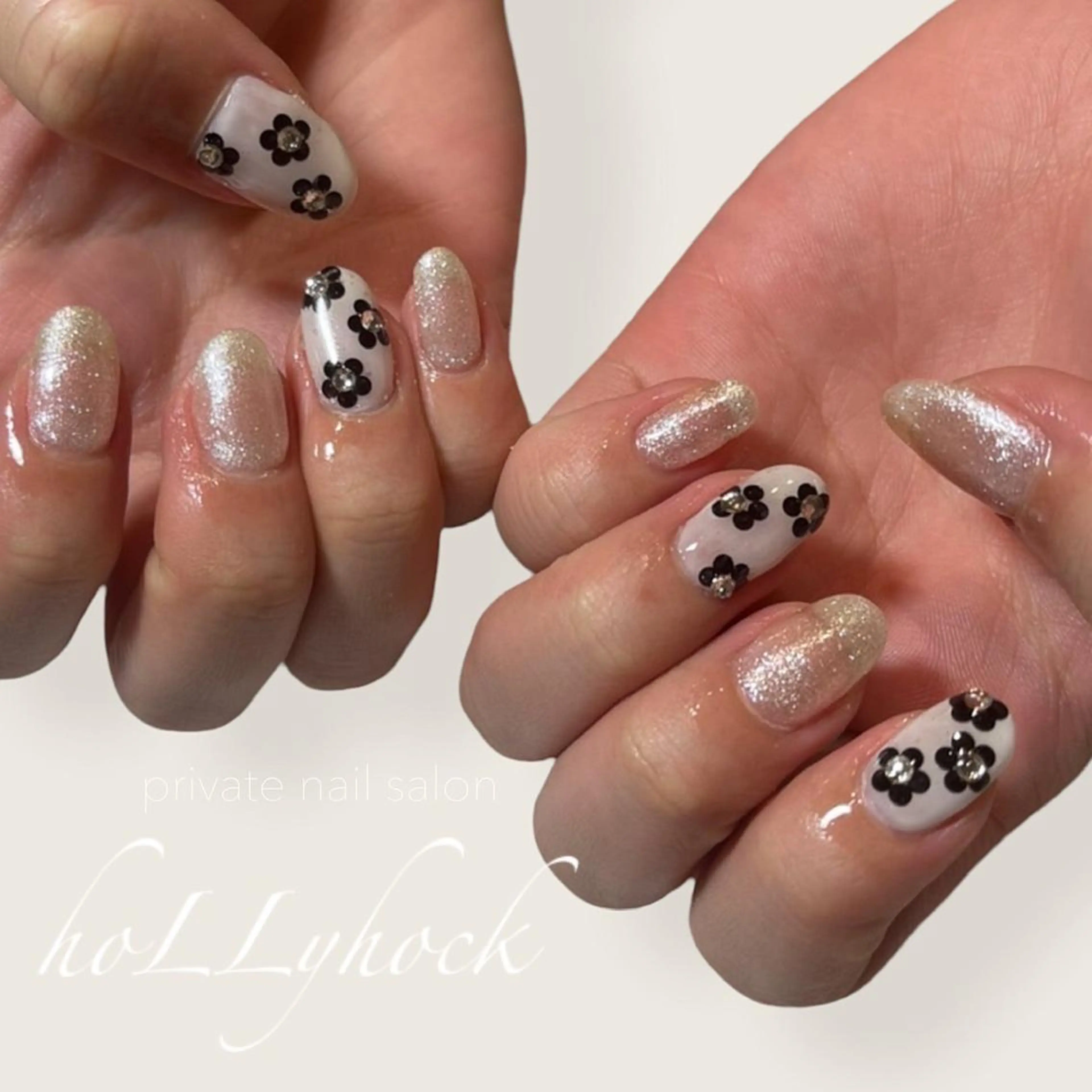 ネイル アートネイル フラッシュネイル マグネットネイル ニュアンスネイル nail salon hoLLyhockのネイルデザイン