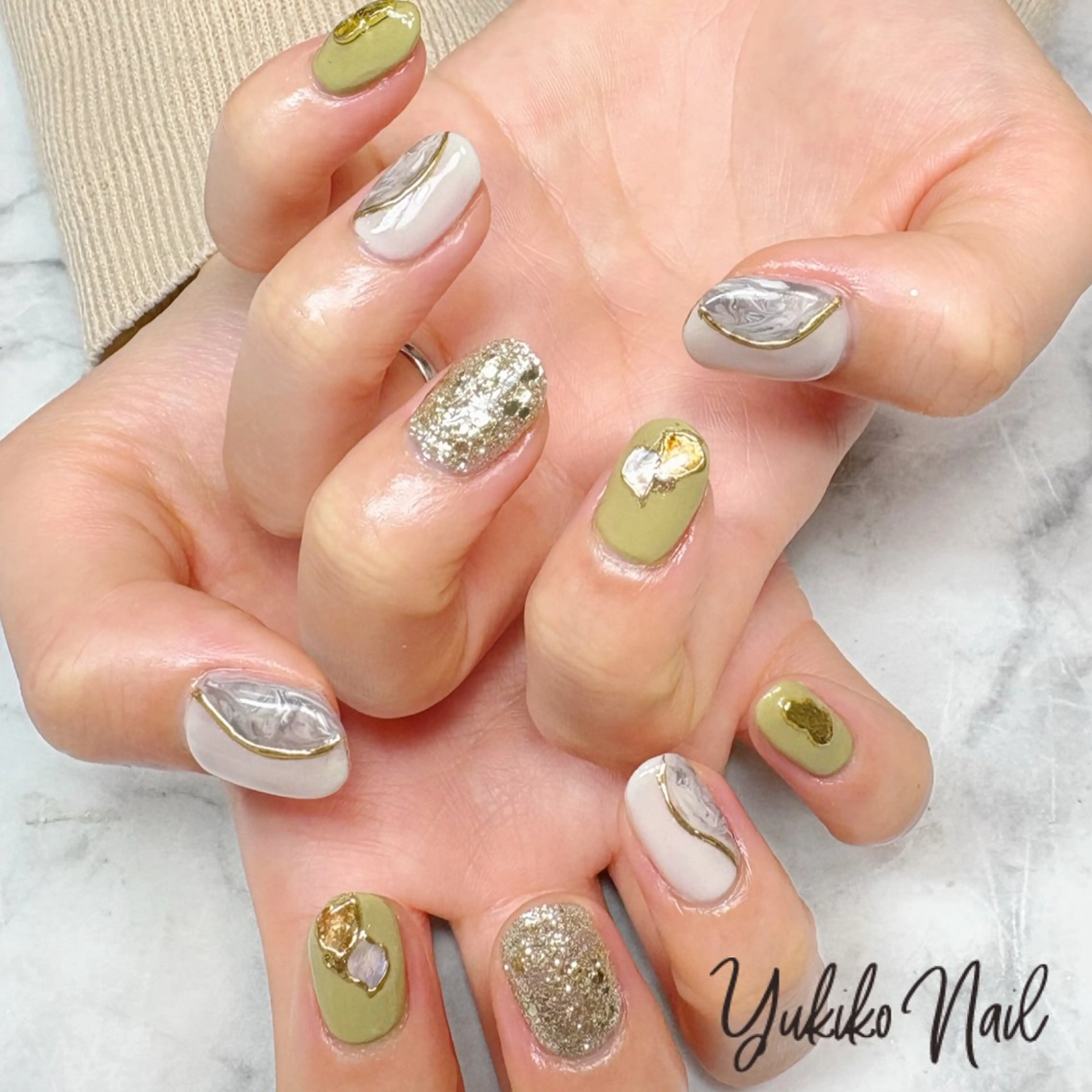 ネイル 大理石ネイル(マーブル) ニュアンスネイル ハンドネイル ユキコ ネイルのネイルデザイン