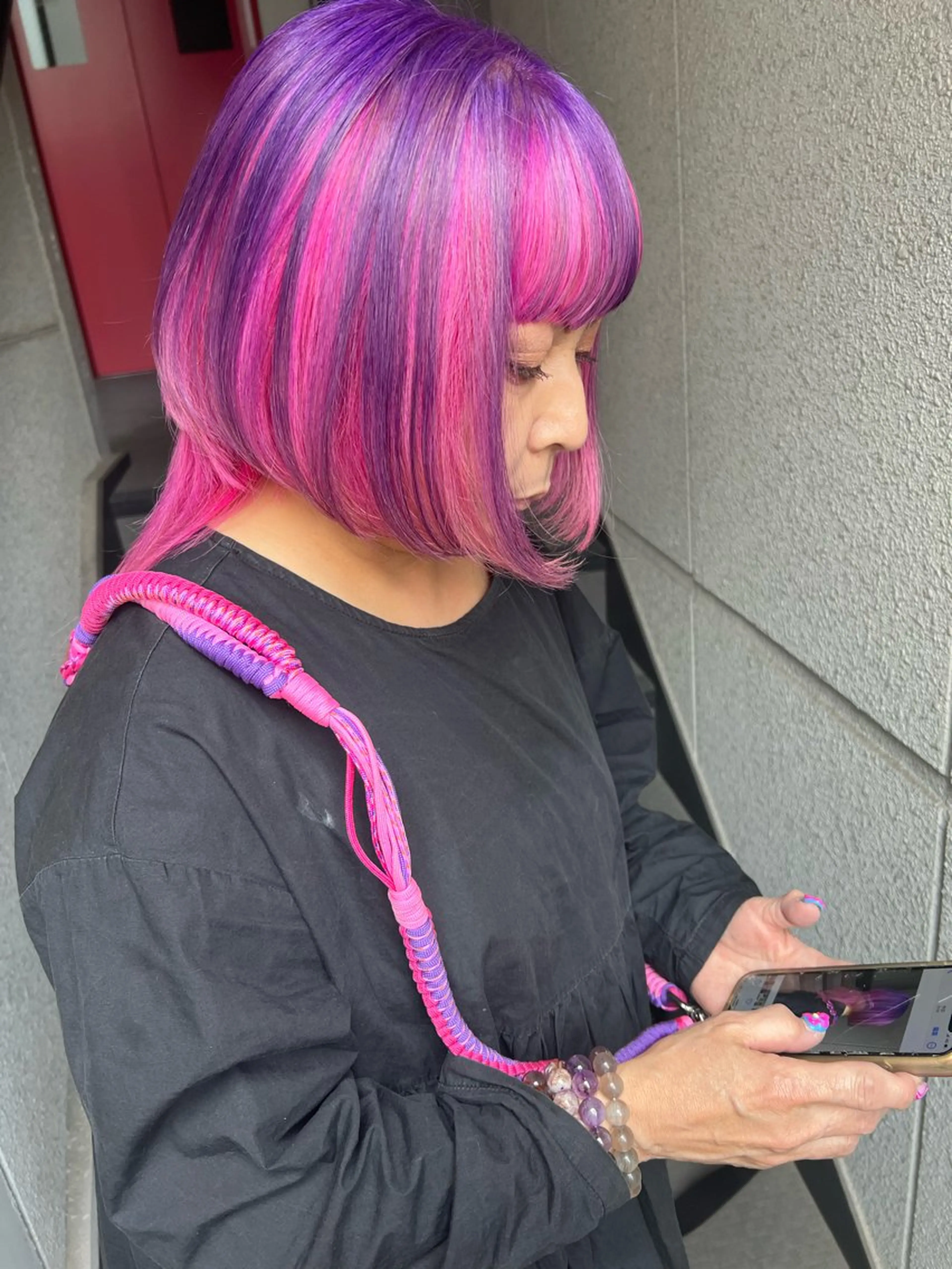 セミロング カラー ピンクカラー パープルカラー カラーパティシエ facce🌼ikoのヘアスタイル