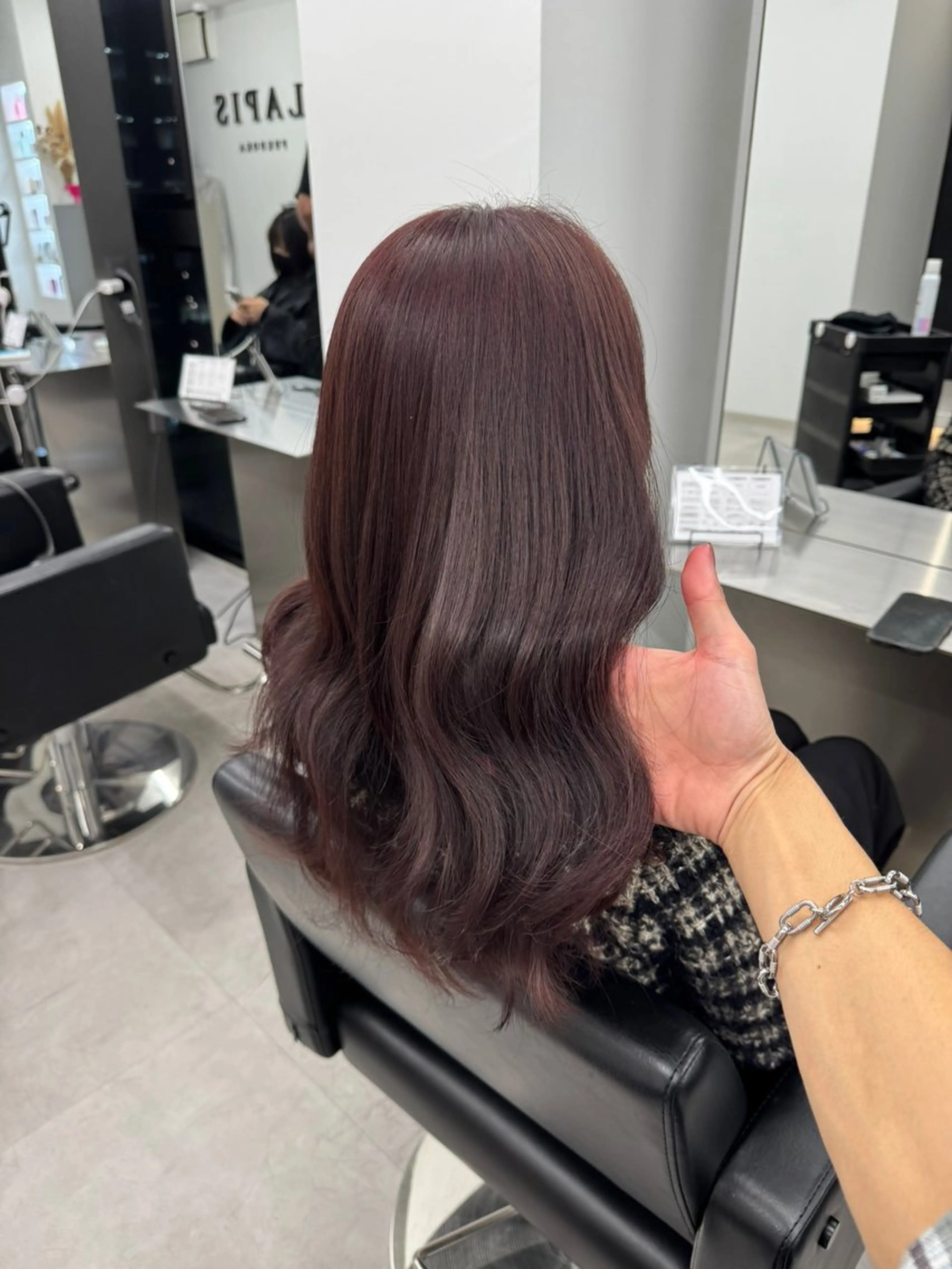 ロング カラー ブリーチ ボルドーカラー ダブルカラー ブリーチなしカラー ルビー カット ヘアカラー トリートメント エクステ/透明感 韓国ヘア/KENTAのヘアスタイル