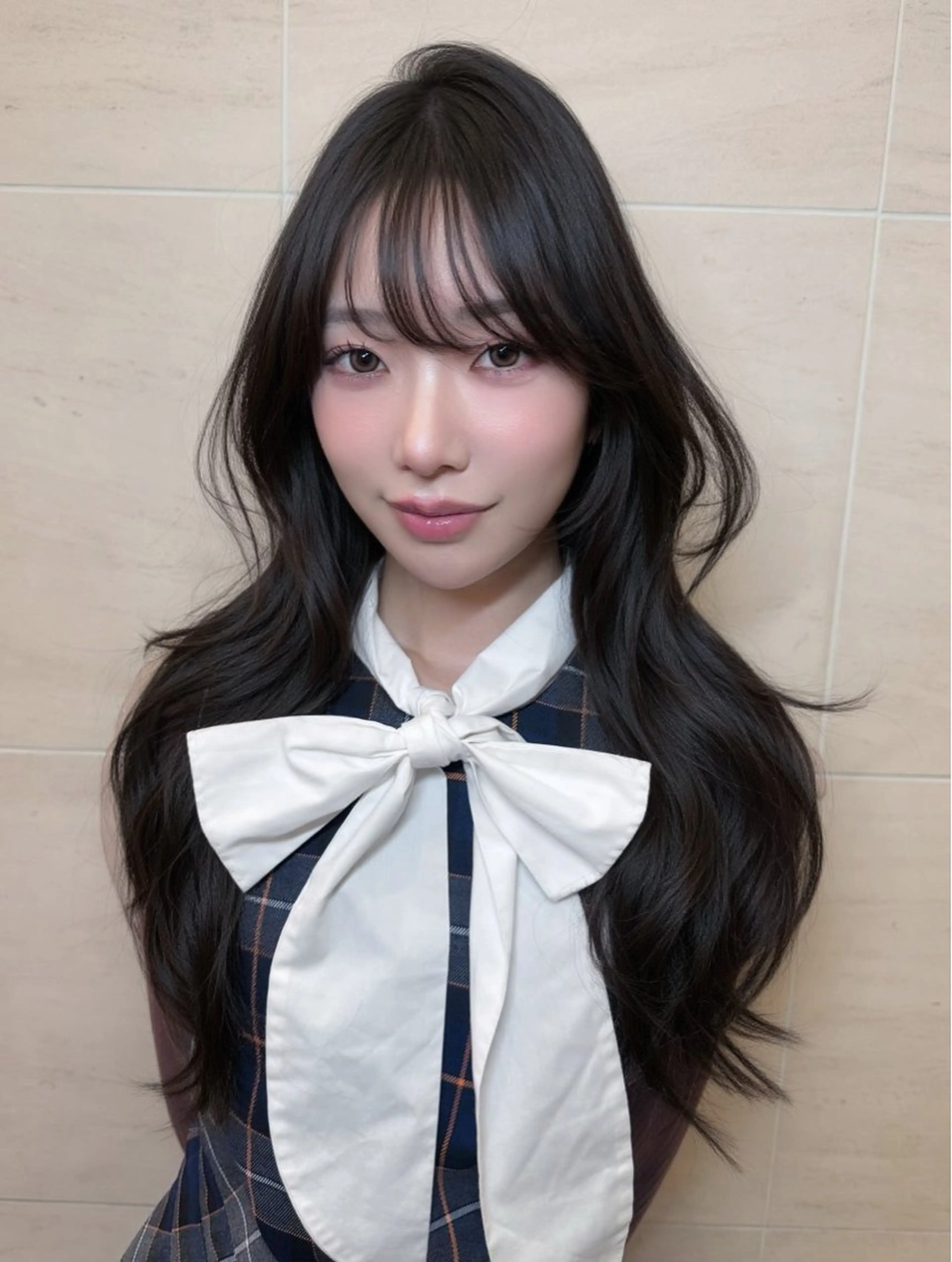 ロング カラー ヘアアレンジ カット ヘアカラー トリートメント 韓国レイヤーカット/ 儚げカラーチナツのヘアスタイル