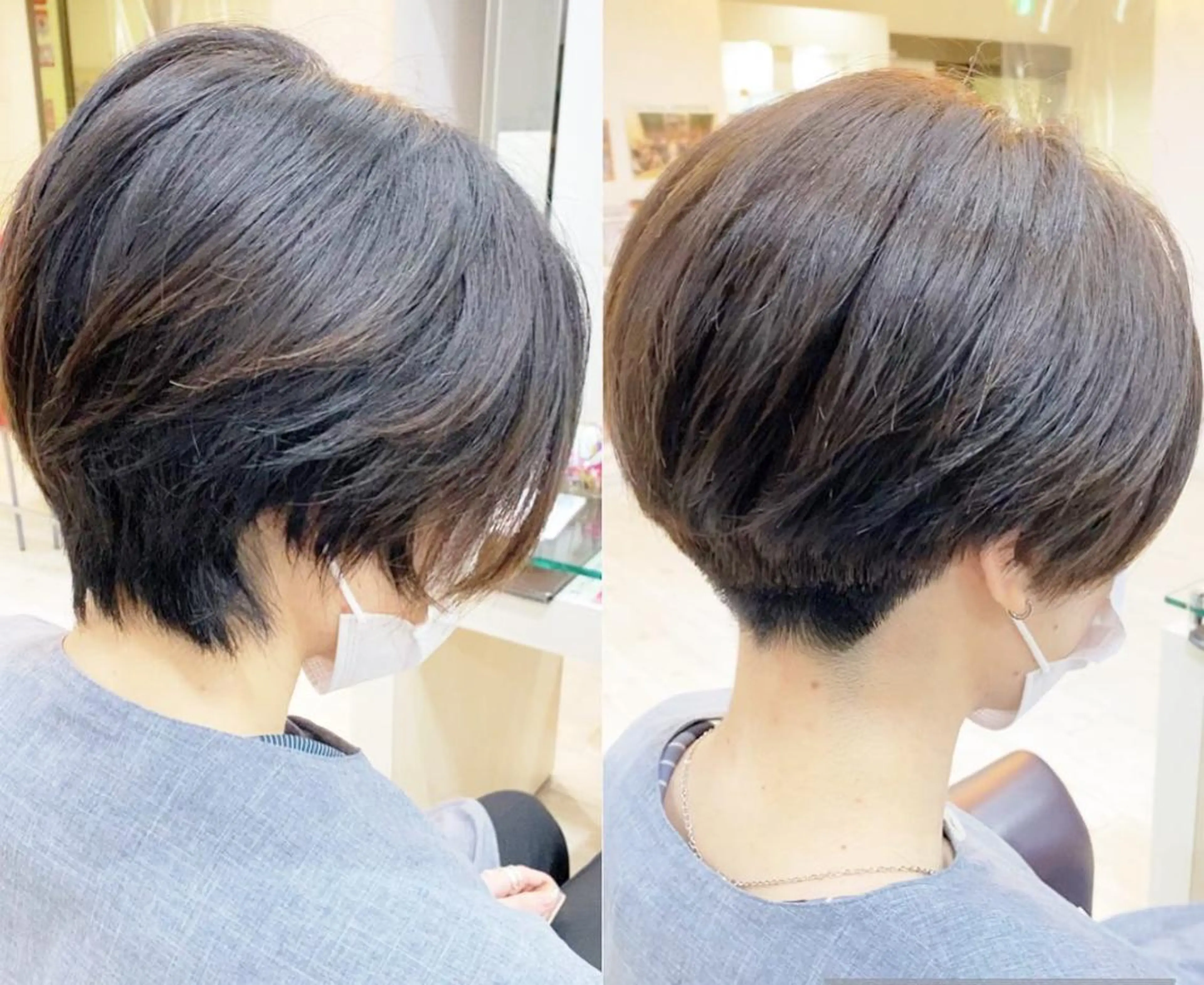 ショート カラー ショートボブ ハンサムショート ボブ くびれヘア くせ毛 favorite b Charmeのヘアスタイル