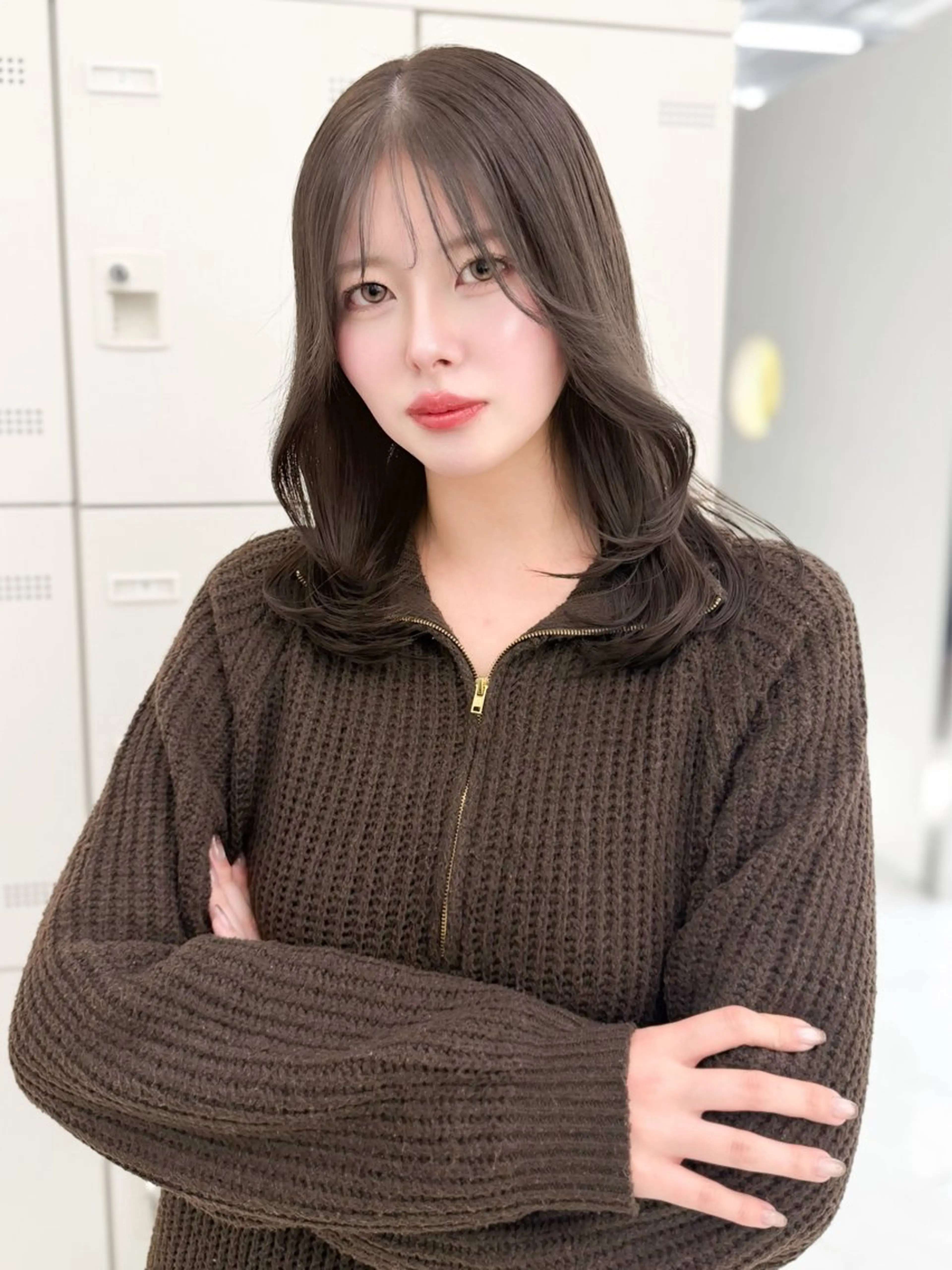 ミディアム カラー ヘアアレンジ カット ヘアカラー トリートメント ヘッドスパ ヘアセット 韓国ボブ🤍 縮毛矯正/ひかりのヘアスタイル