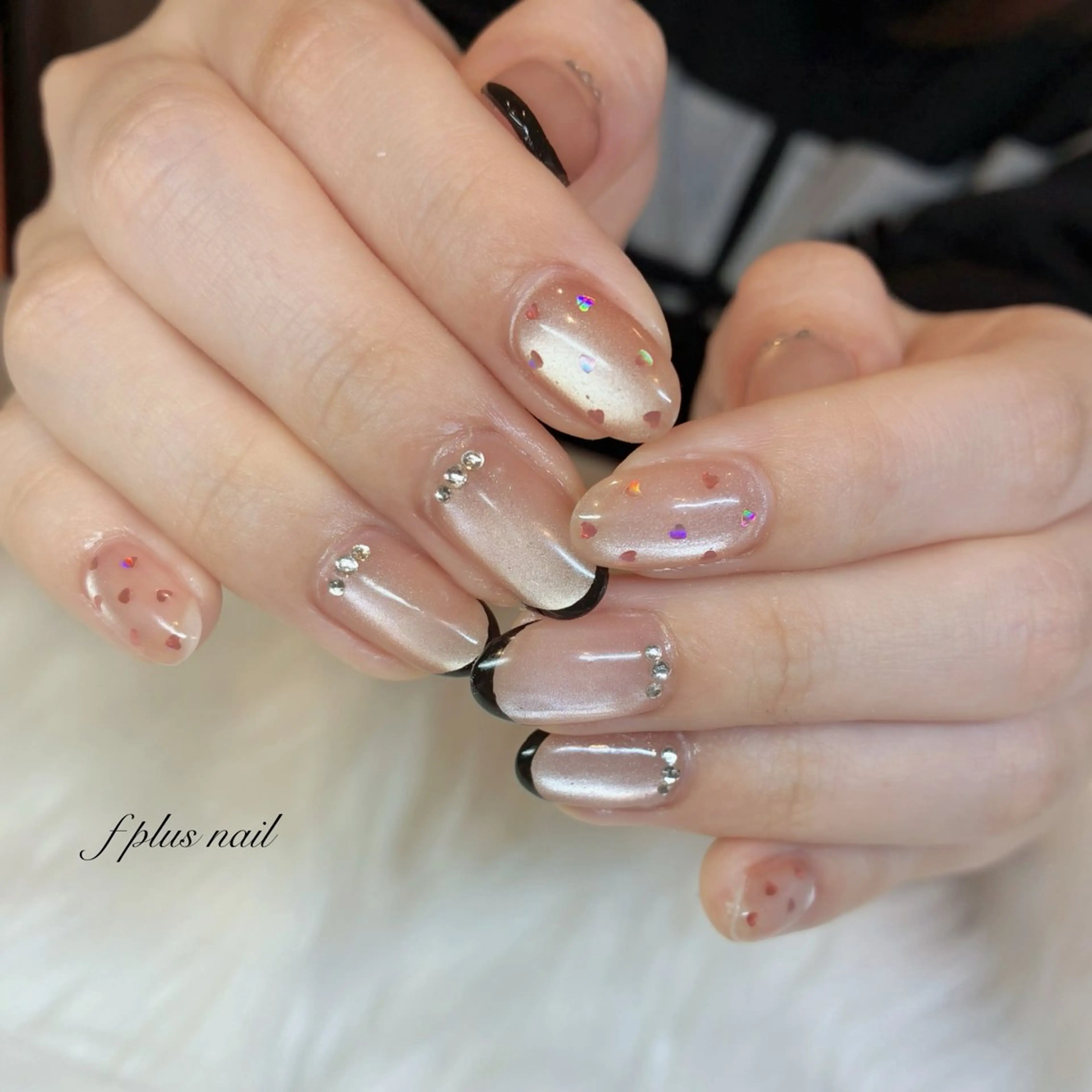 ネイル フレンチネイル ハート マグネットネイル シンプルネイル ハンドネイル kanako nail🌷のネイルデザイン