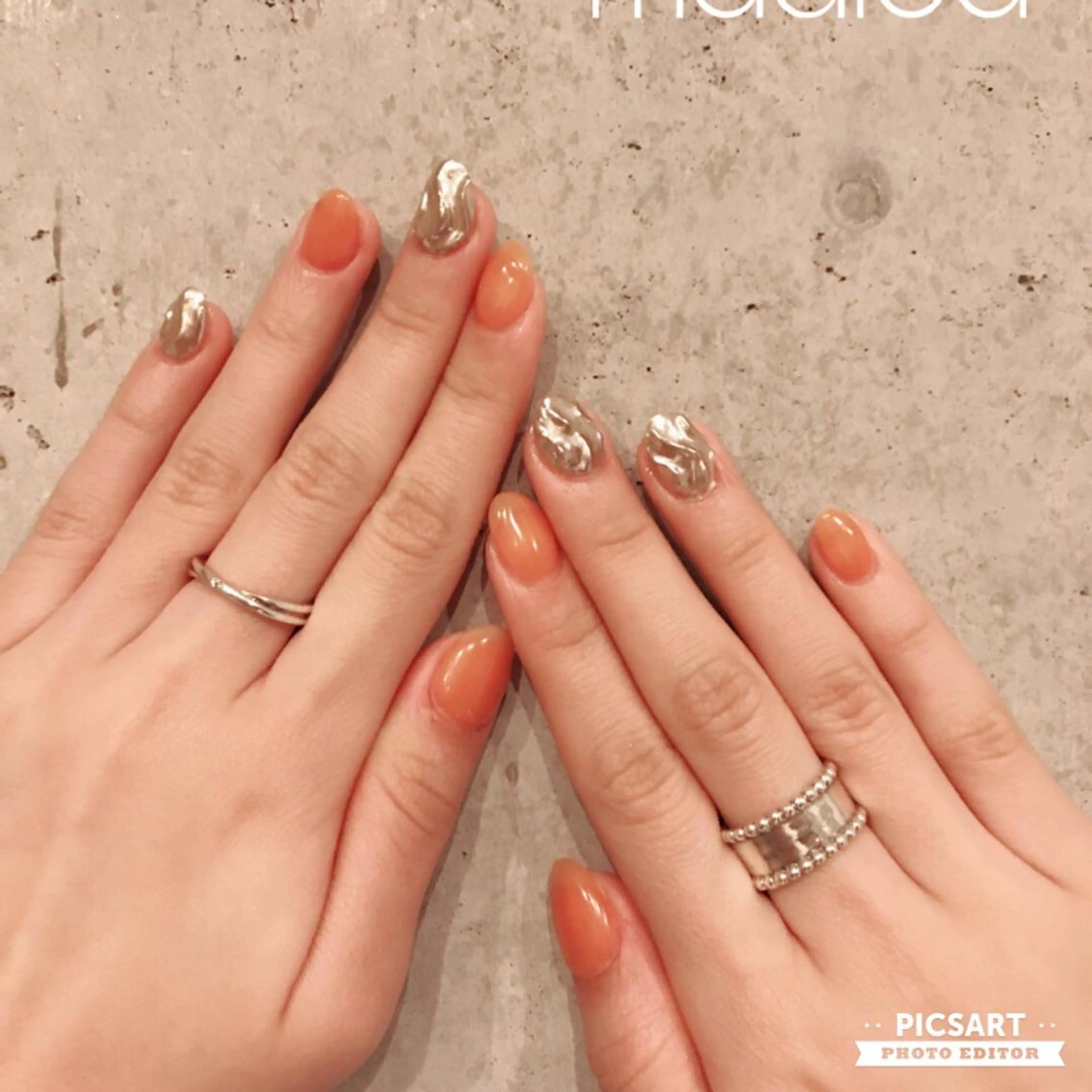 ネイル ゴールド オレンジ pipi..所属・pipi ..のネイルデザイン