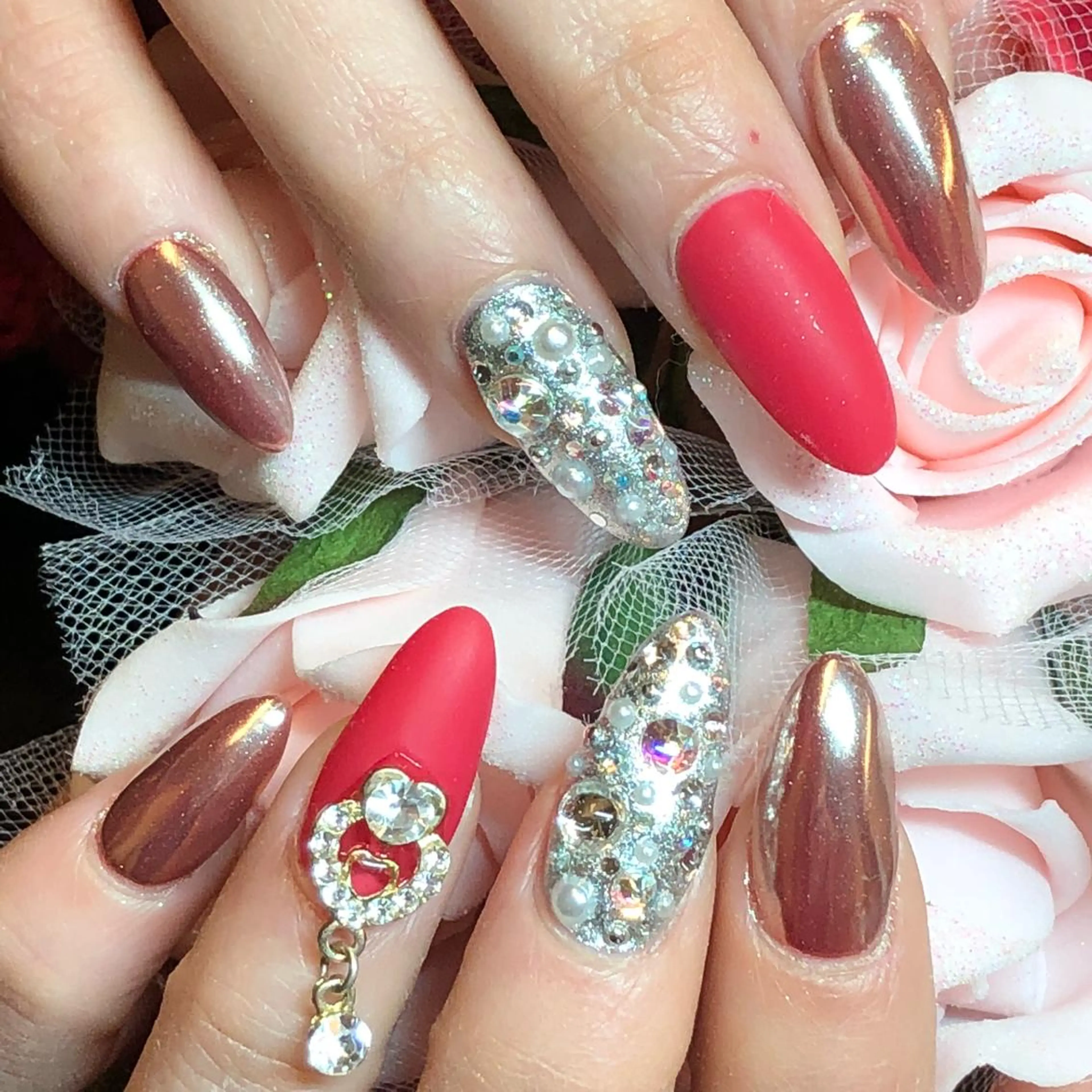 ネイル スカルプネイル バレンタイン KIREIE NAILSのネイルデザイン