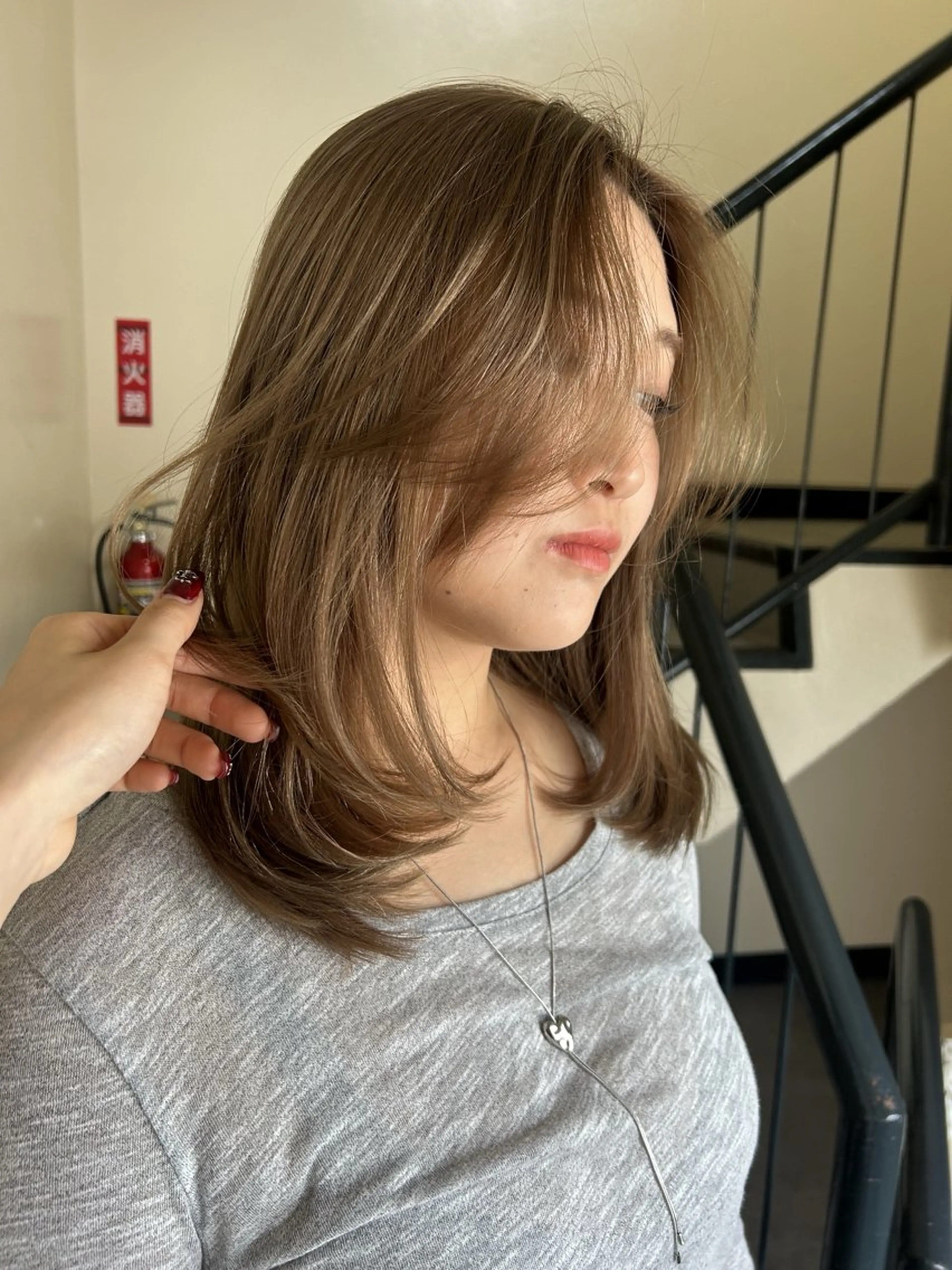 ミディアム カラー ベージュカラー ヘアカラー トリートメント ☕️結【suii.】 ボブ/ヘアセット☕️のヘアスタイル