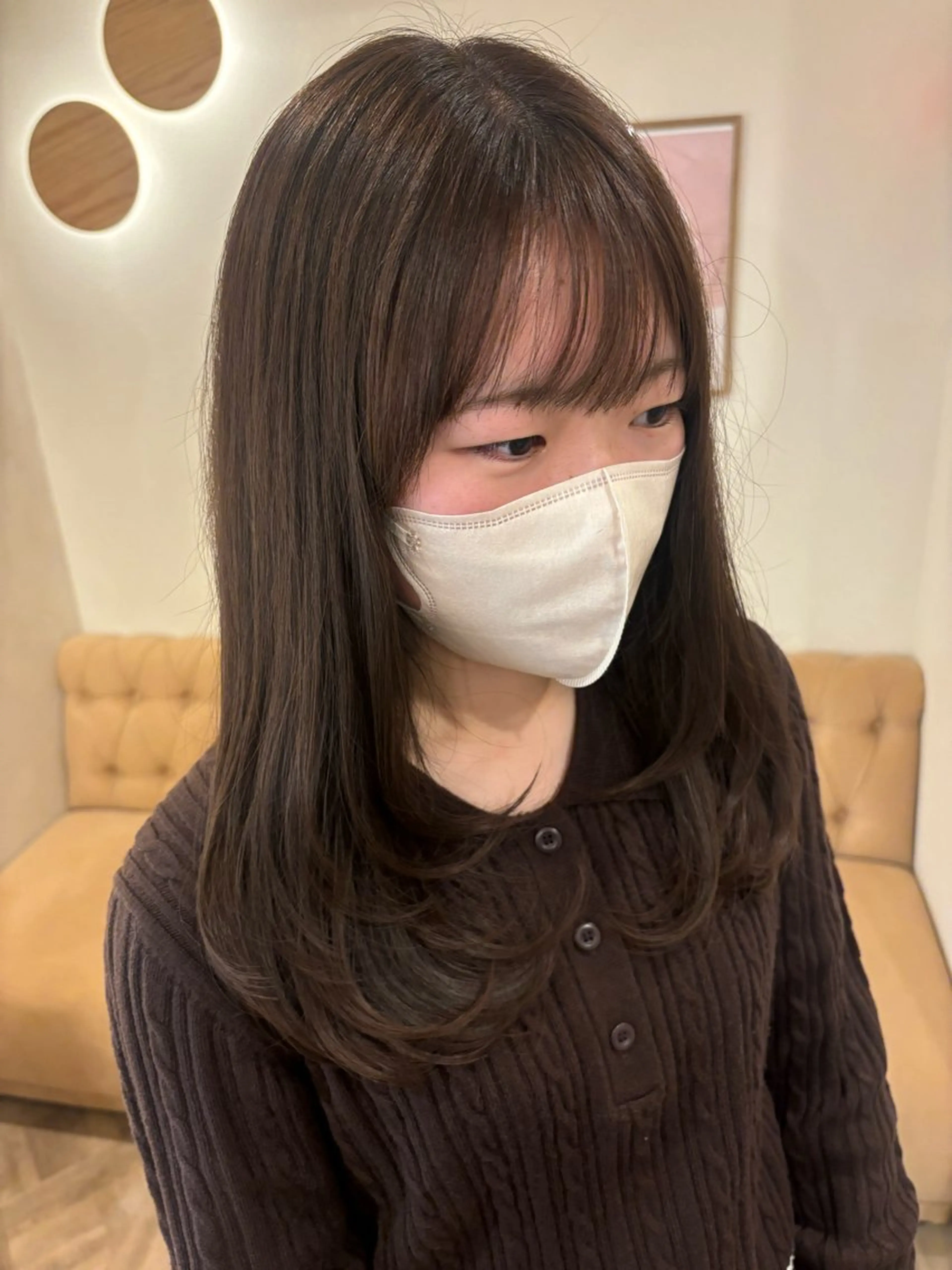 セミロング カラー カット ヘアカラー トリートメント ミルクティ/ピンク/ レイヤー/yuriaのヘアスタイル