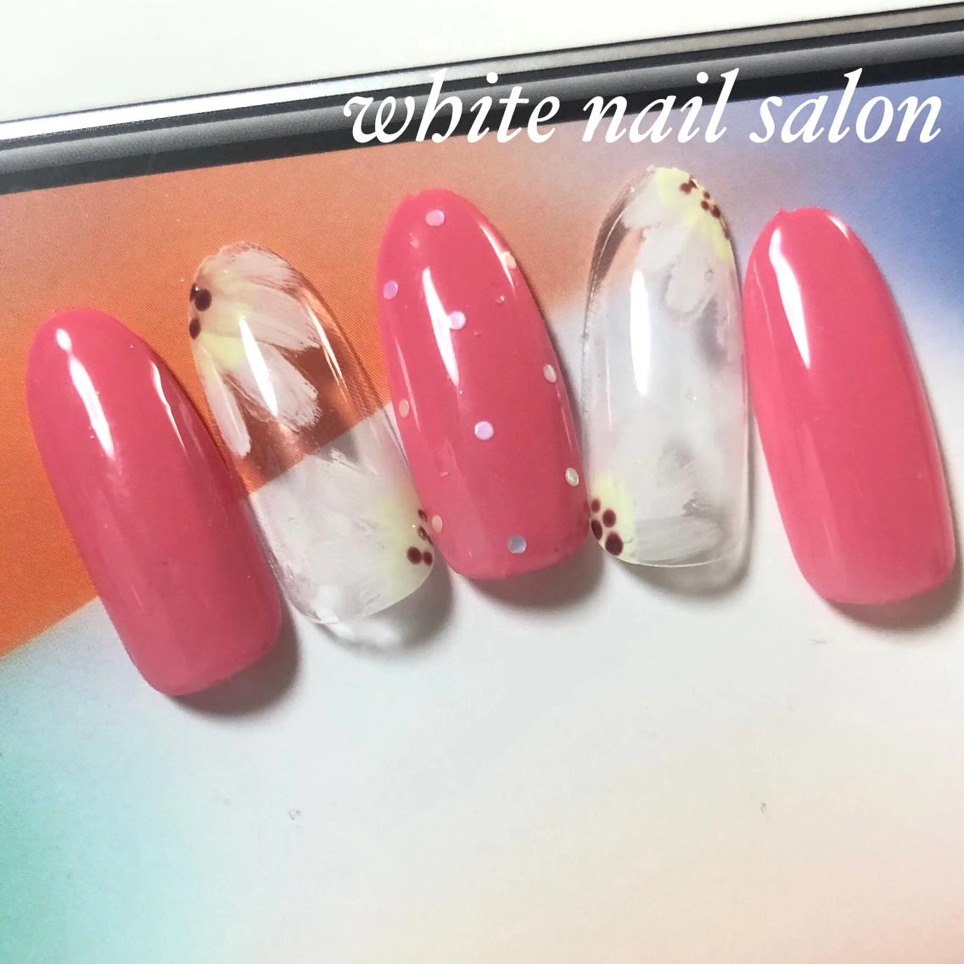 ネイル ジェルネイル ホログラムネイル ピンク シルバー シンプルネイル ハンドネイル white nail salonのネイルデザイン