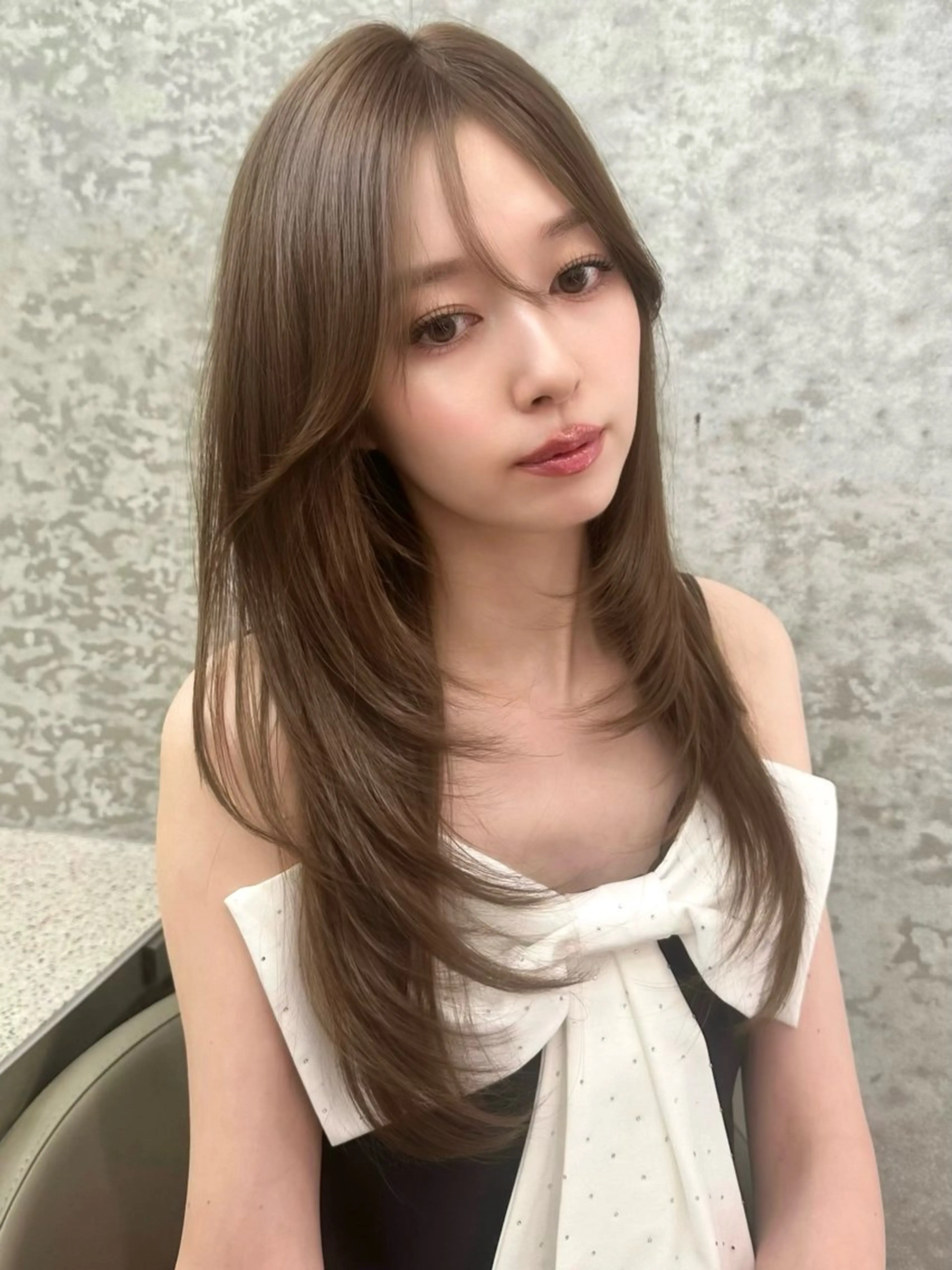 ミディアム カット ヘアカラー 縮毛矯正 ブリーチなしW🎀 髪質改善／はのんのヘアスタイル