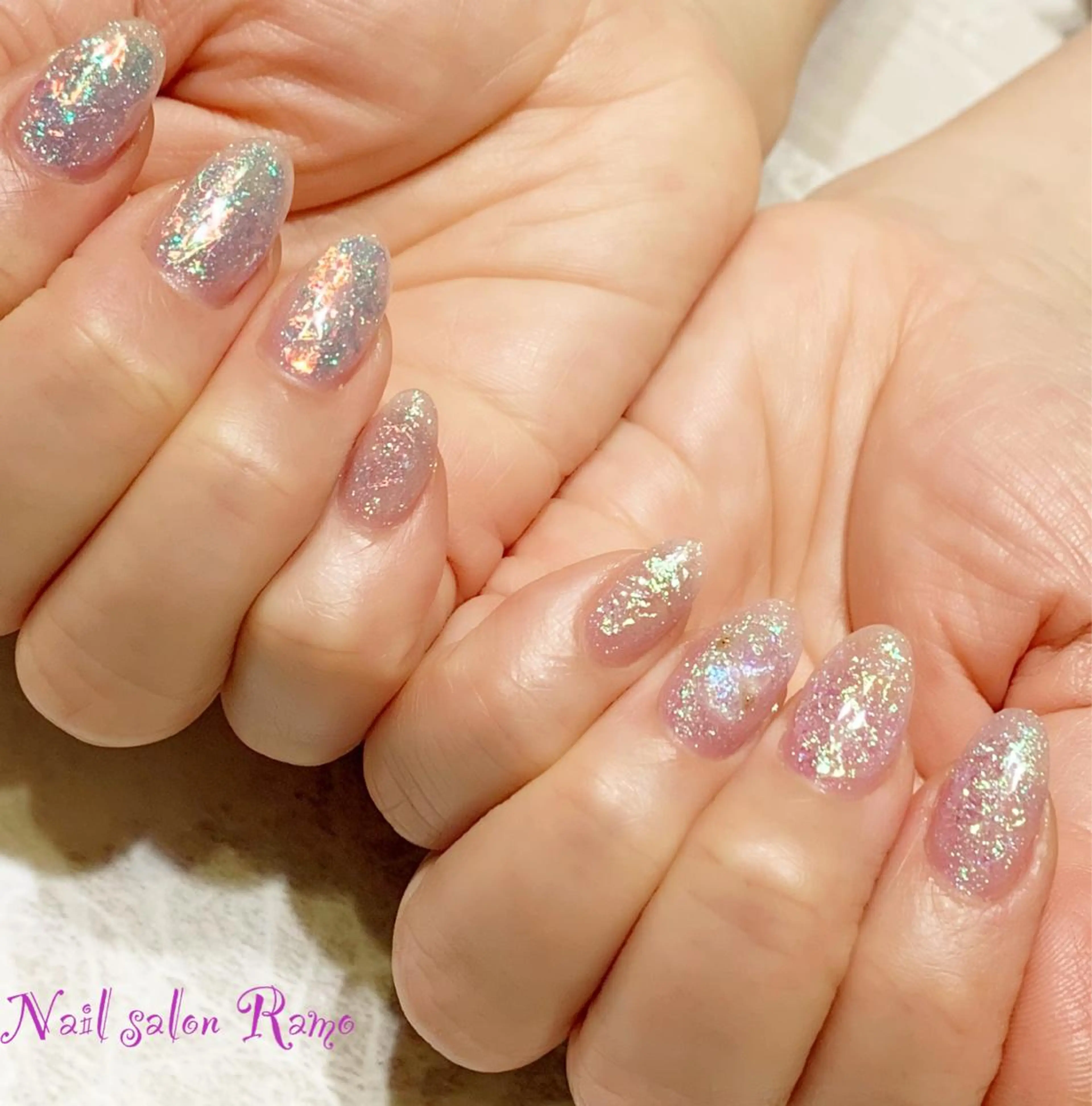 ネイル 氷ネイル・うるうるネイル キラキラネイル Nail salon Ramo所属・松田 祥子のネイルデザイン