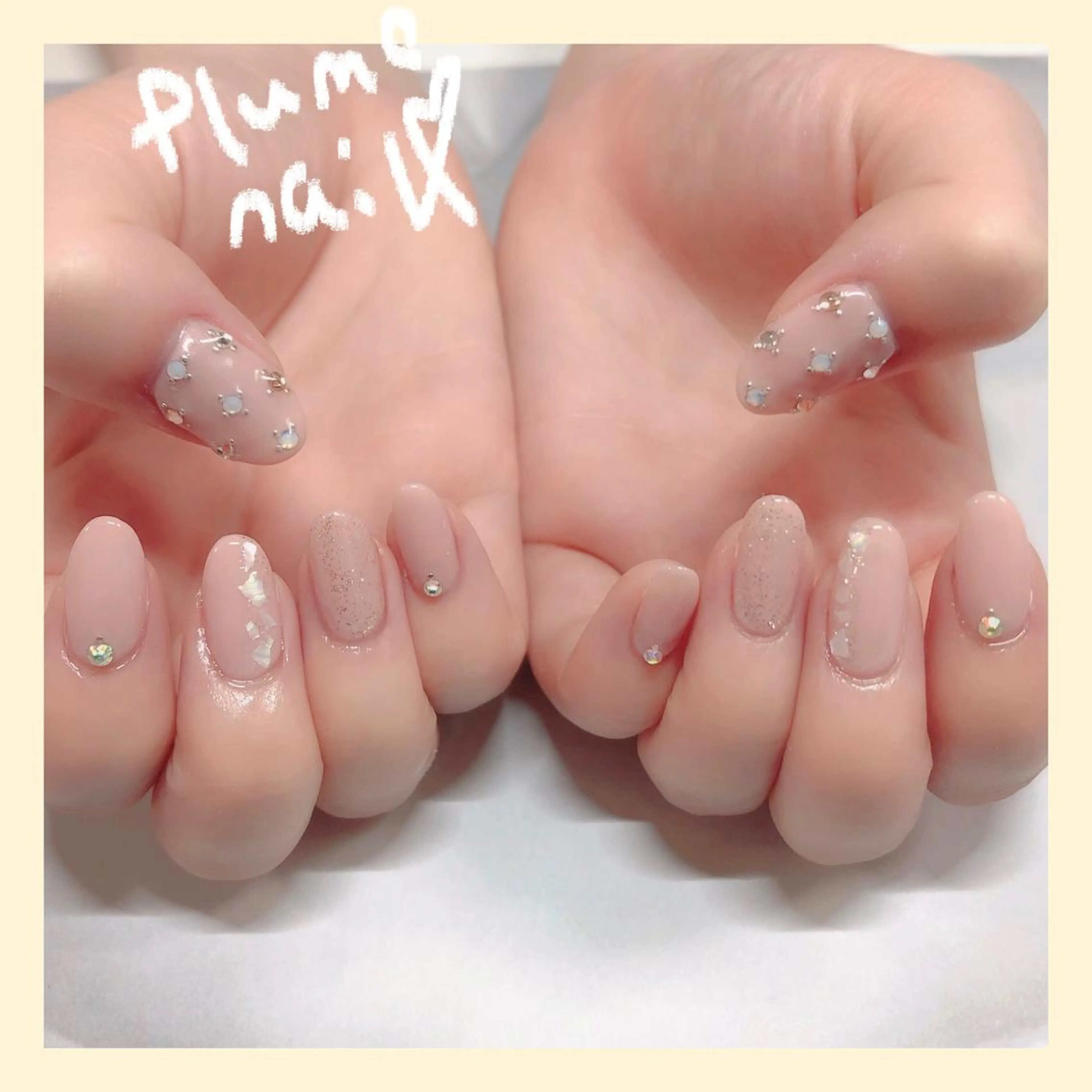 ネイル キラキラネイル 韓国ネイル オフィスネイル ストーンネイル 冬ネイル plume nail ☆韓国ネイルのネイルデザイン