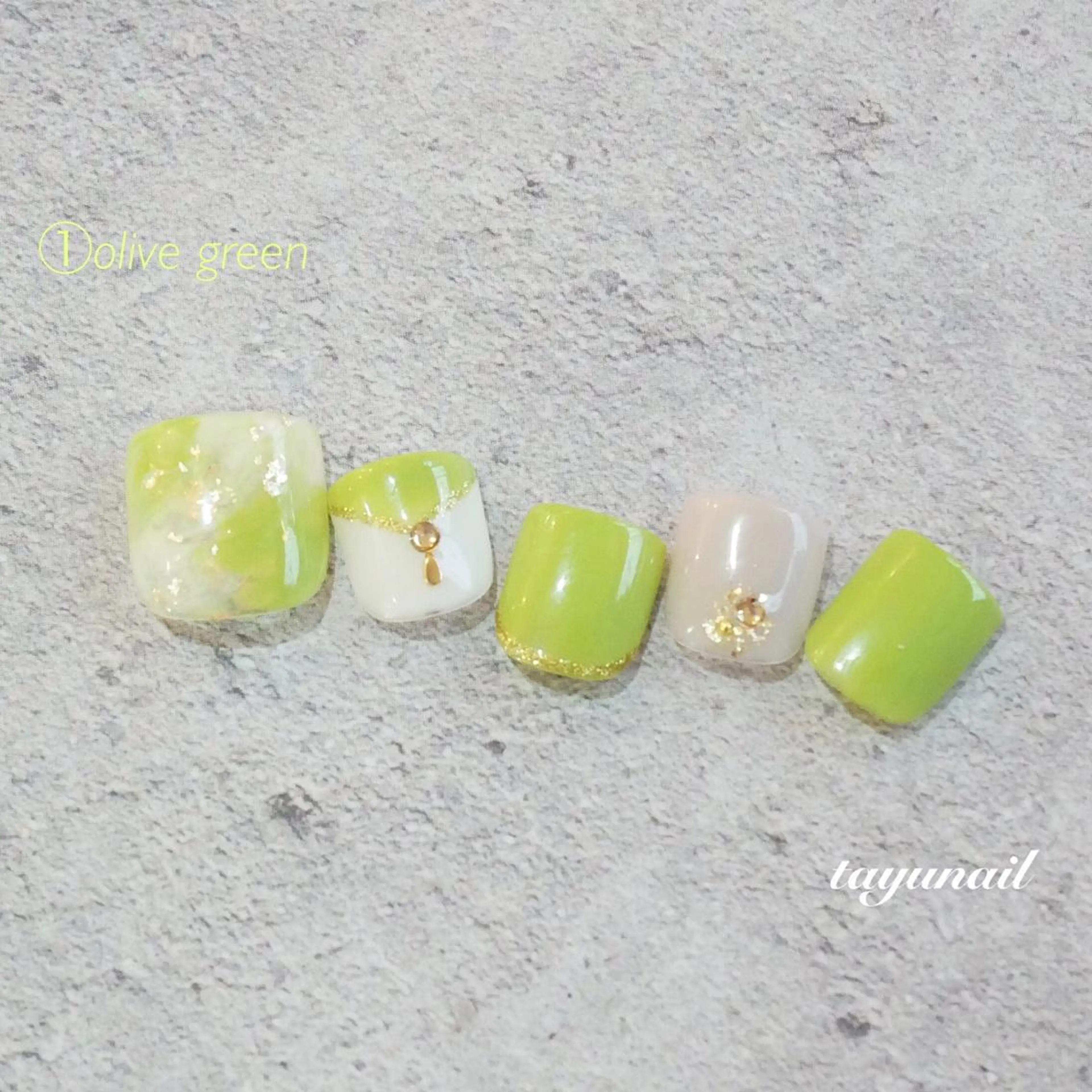 ネイル アートネイル ブルー フットネイル グリーン スカルプネイル フットネイル ネイルサロン・ネイルスクール　たゆnail所属・ネイルサロン 【たゆnail】のネイルデザイン