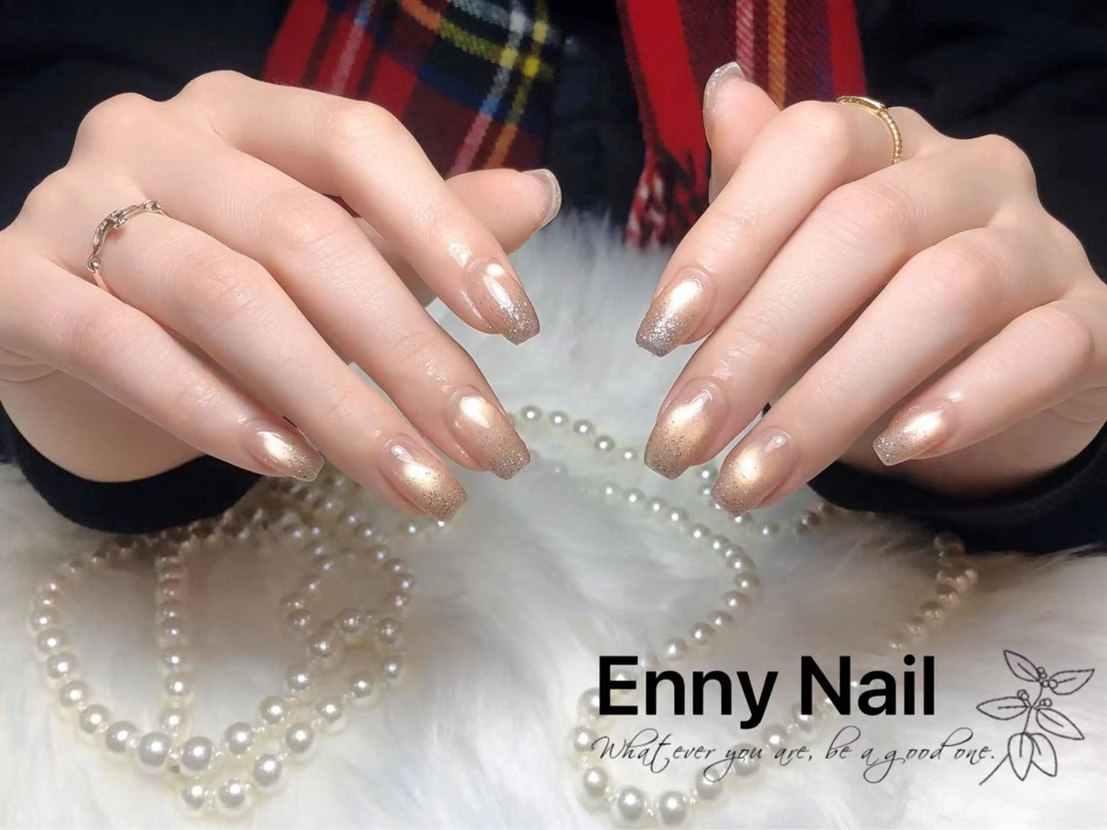 ネイル チークネイル フットネイル フレンチネイル ジェルネイル ガラスフレンチ Nailsalon Ennyのネイルデザイン