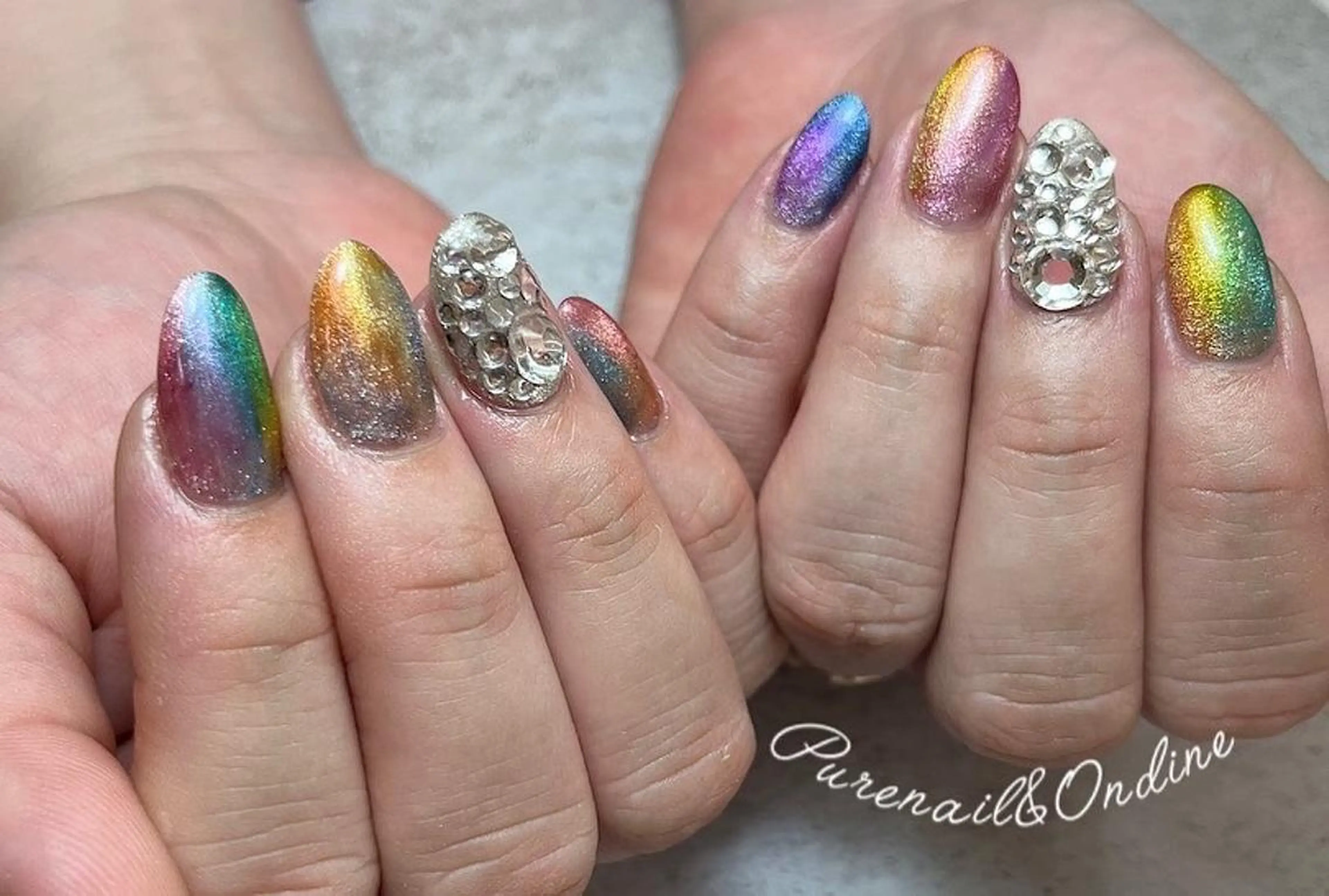 ネイル キラキラネイル マグネットネイル ピュアネイル& オンディーヌのネイルデザイン