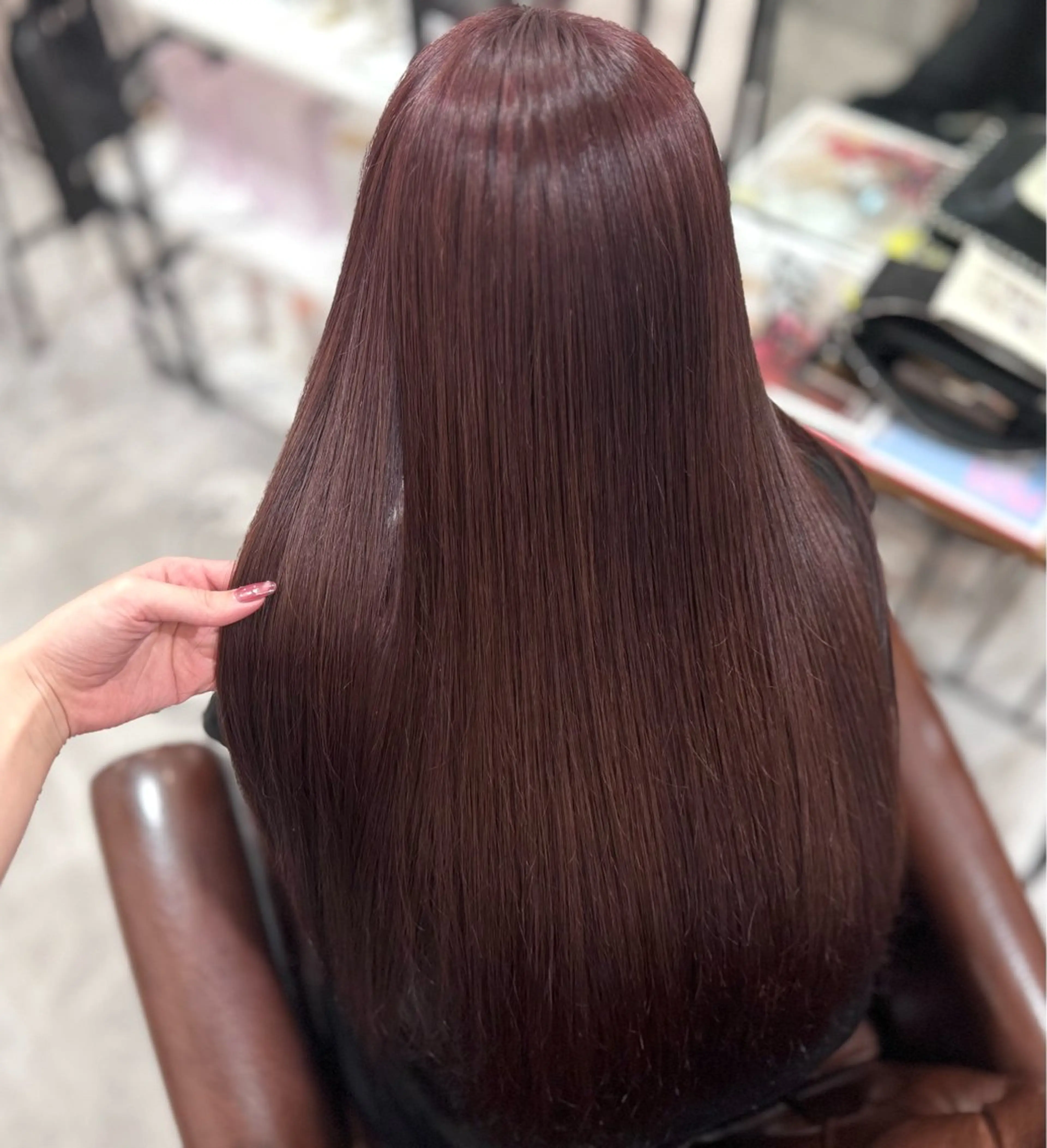 ロング カラー ブリーチ ボルドーカラー ダブルカラー ブリーチなしカラー ヘアカラー トリートメント yumika /透明感×似合わせのヘアスタイル