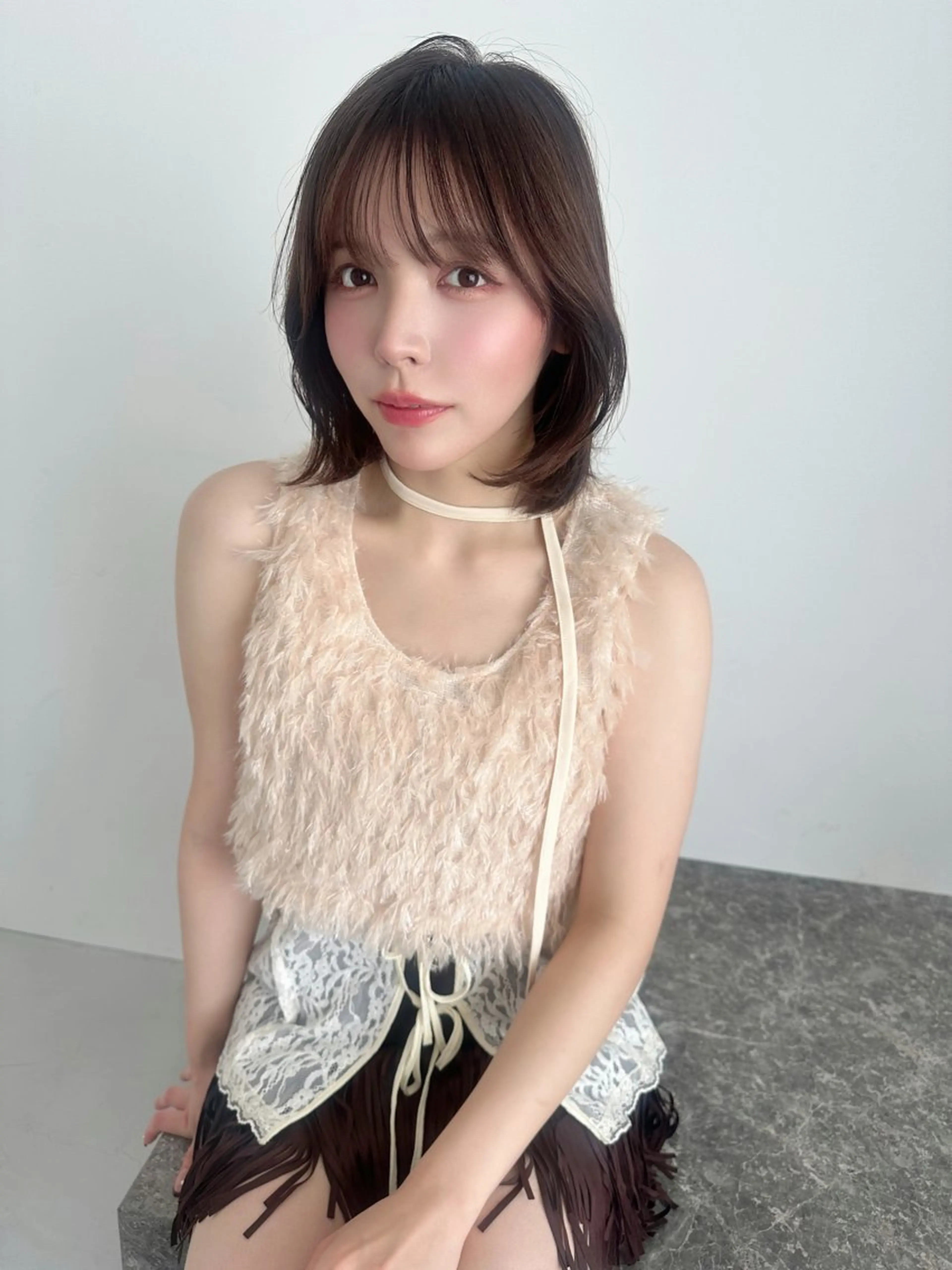 ミディアム ボブレイヤー ボブ 韓国風ヘア レイヤーカット 鎌倉 彩のヘアスタイル