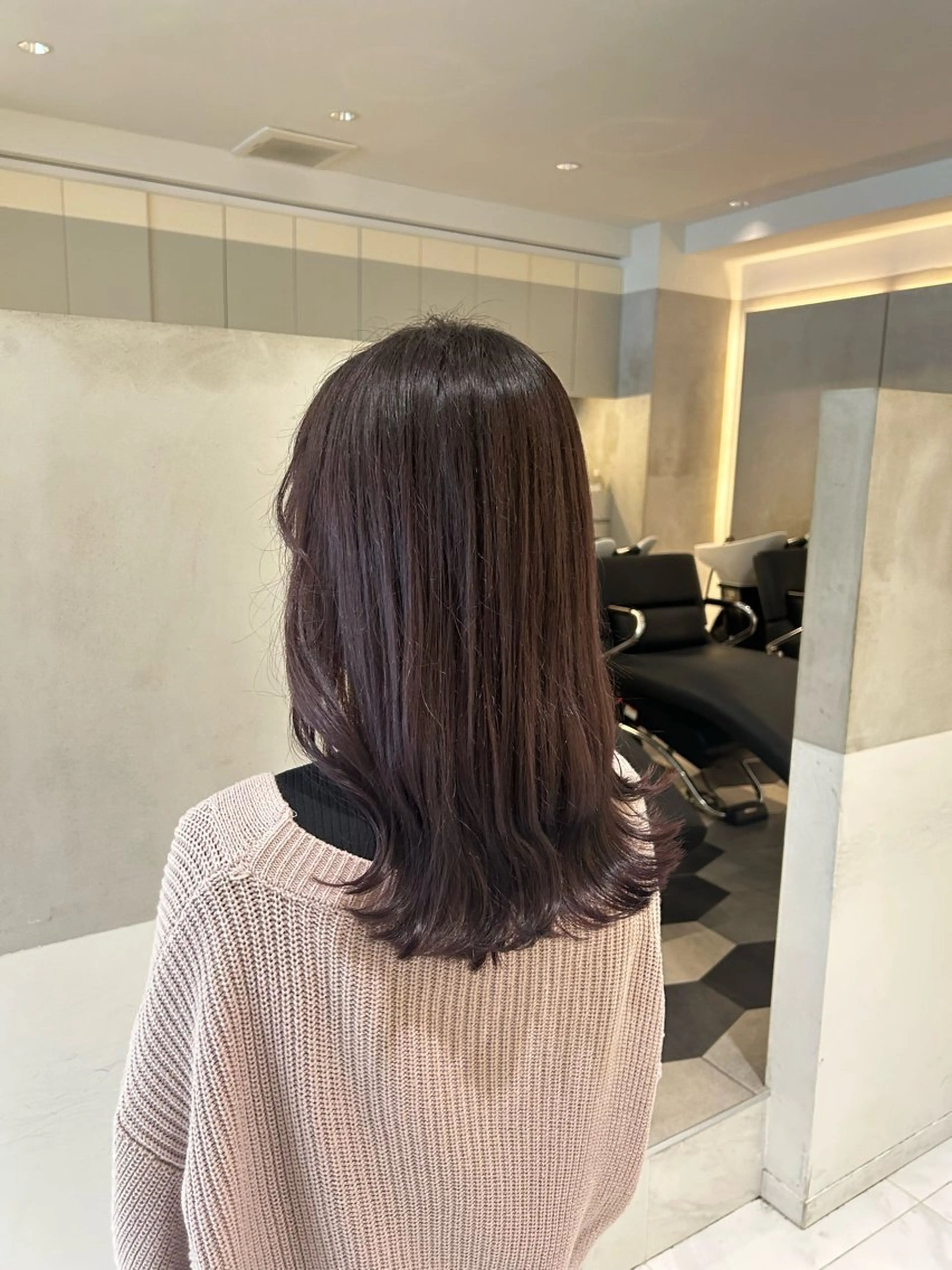 セミロング カラー ブラウンカラー ラベンダーカラー ラベンダーブラウン レイヤーカット ナチュラル/韓国💎 haruka 💎のヘアスタイル