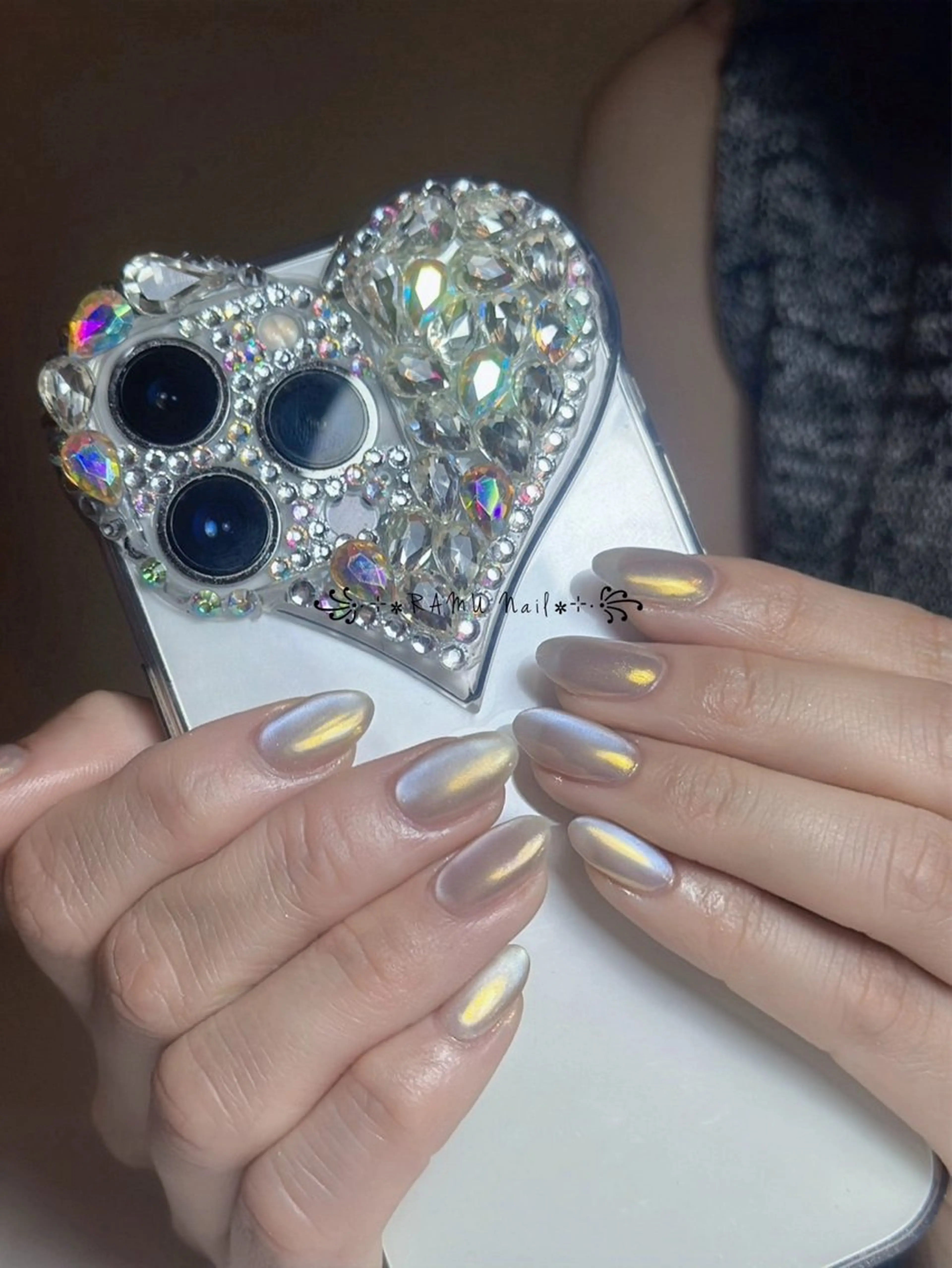 ネイル キラキラネイル マグネットネイル ミラーネイル ピンク 夏ネイル ハンドネイル RAMU Nail 恵比寿店のネイルデザイン
