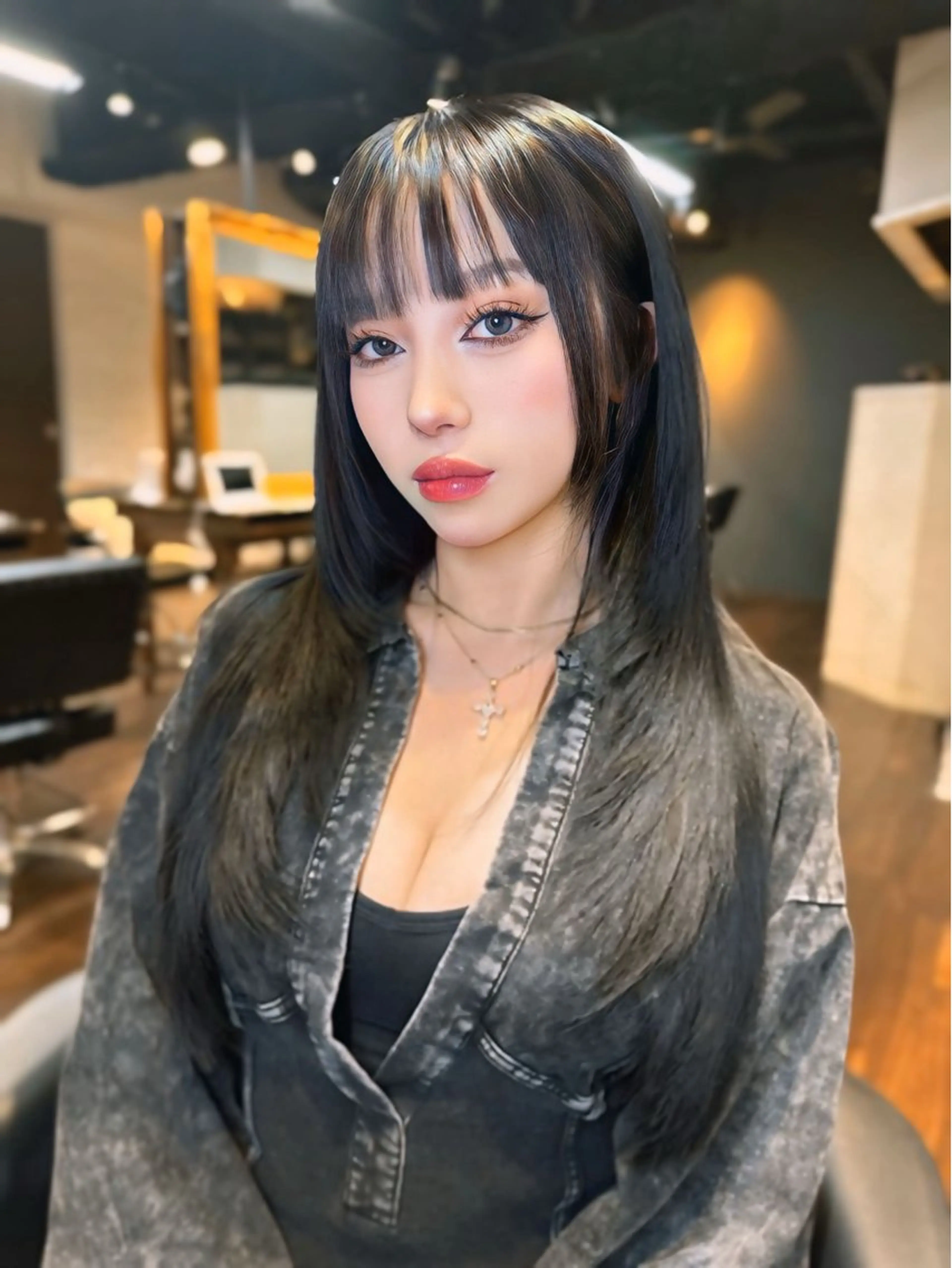 ロング カラー 顔周りカット レイヤーカット 縮毛矯正 カット 縮毛矯正 トリートメント ワンホンヘア ケラチン/Kaitoのヘアスタイル