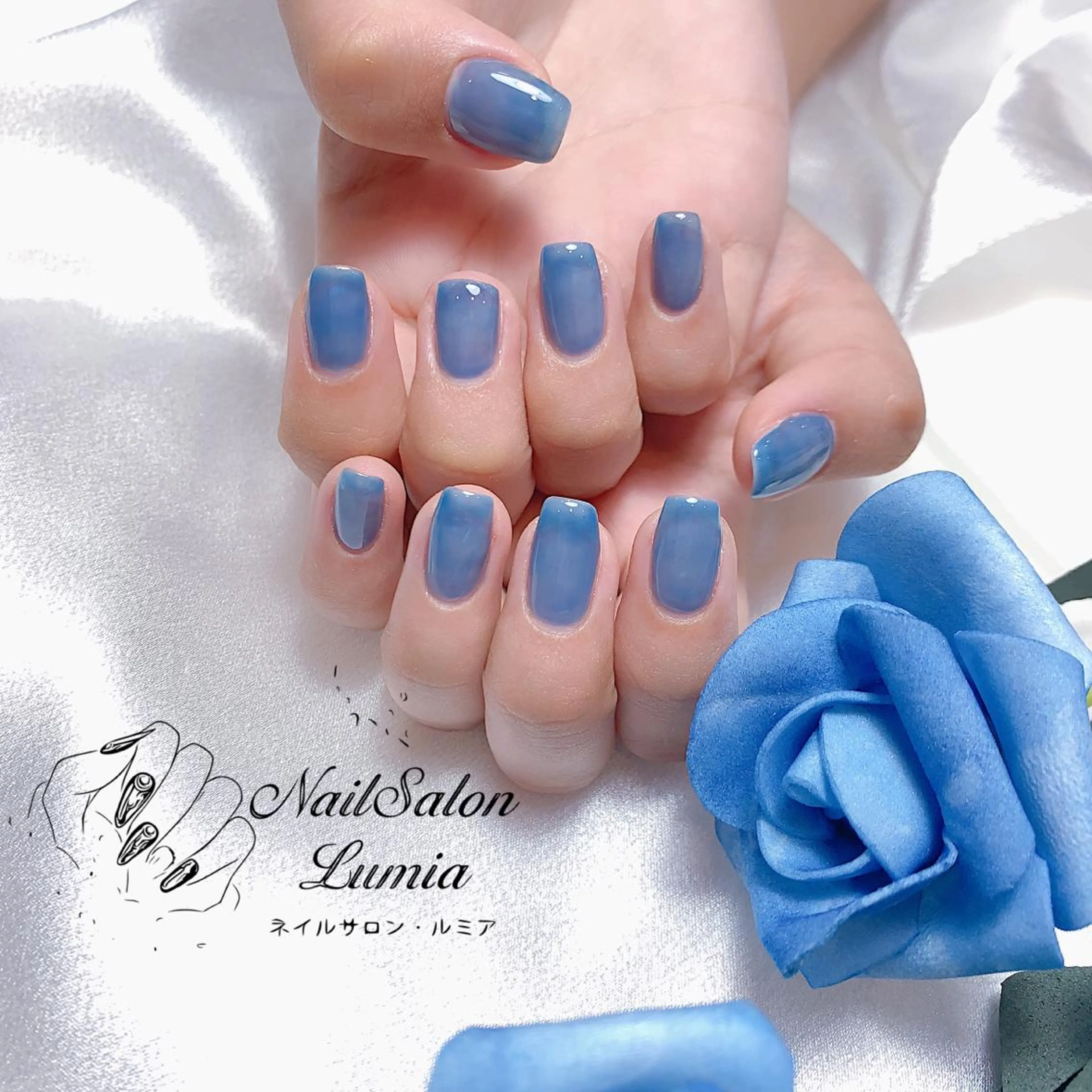 ネイル 水色 ネイルサロン ルミア Lumia 店長のネイルデザイン