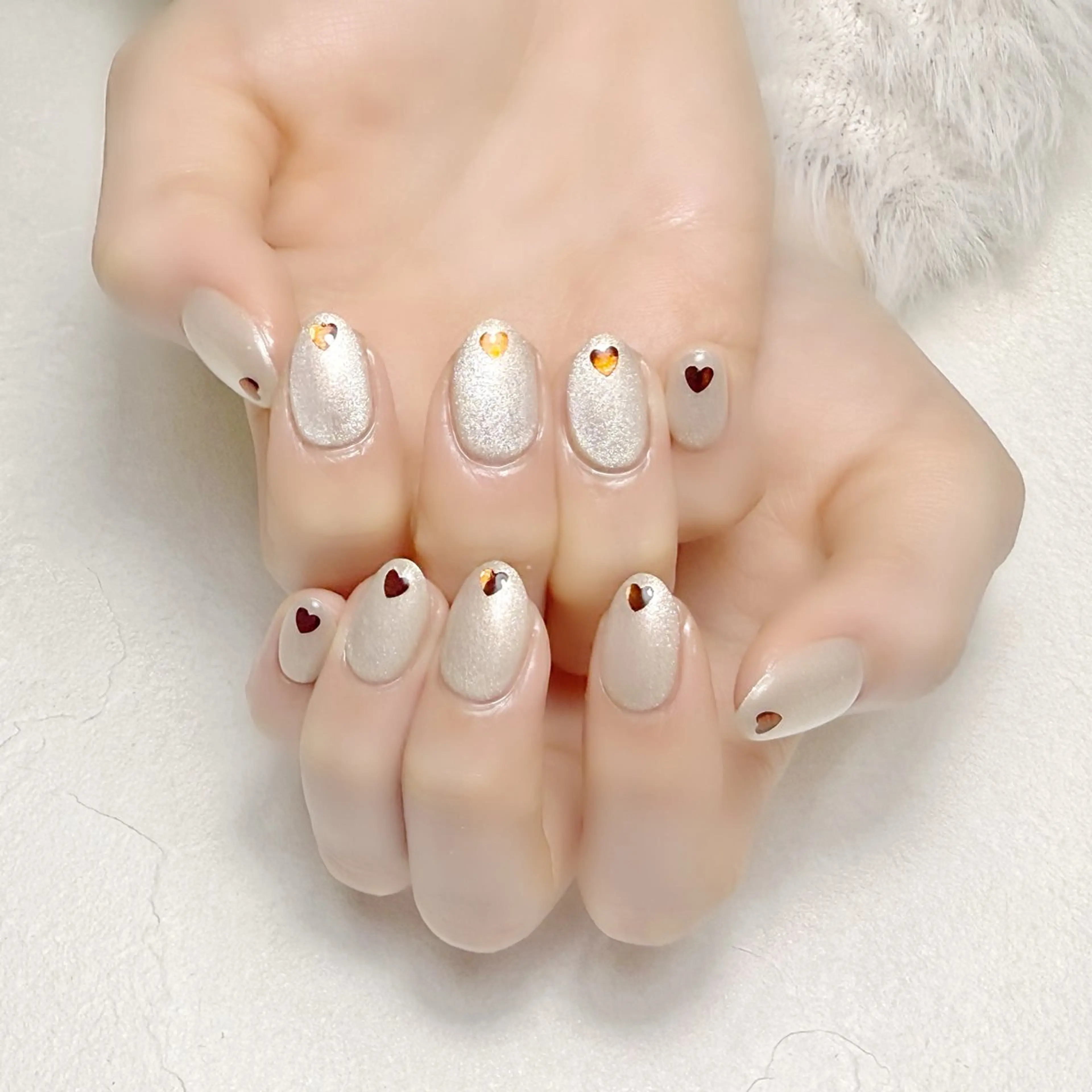 ネイル ハート マグネットネイル オフィスネイル 冬ネイル rouse nail RISATOのネイルデザイン