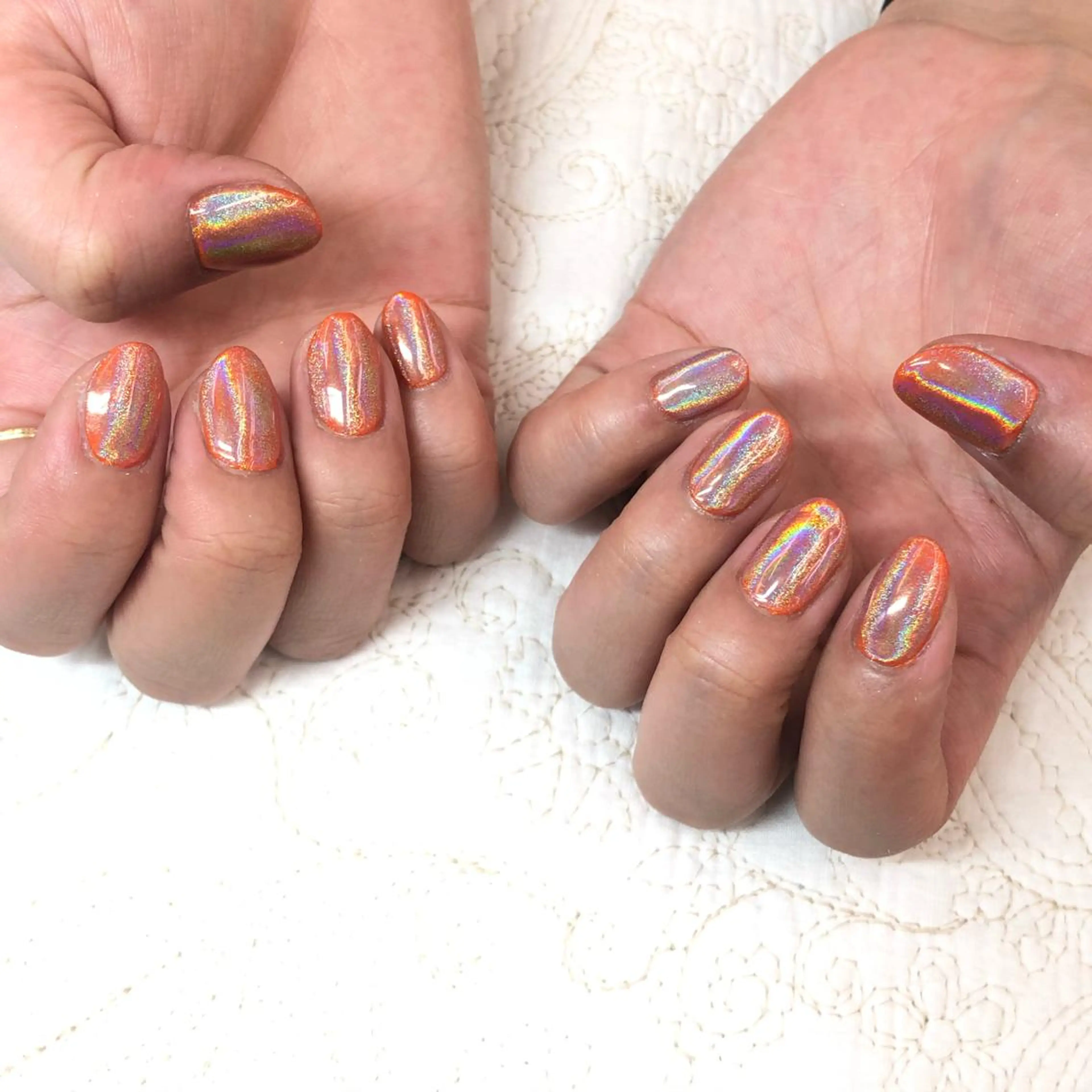 ネイル オレンジ ハンドネイル フットネイル 🎀AYAKO 🎀中韓ネイルのネイルデザイン