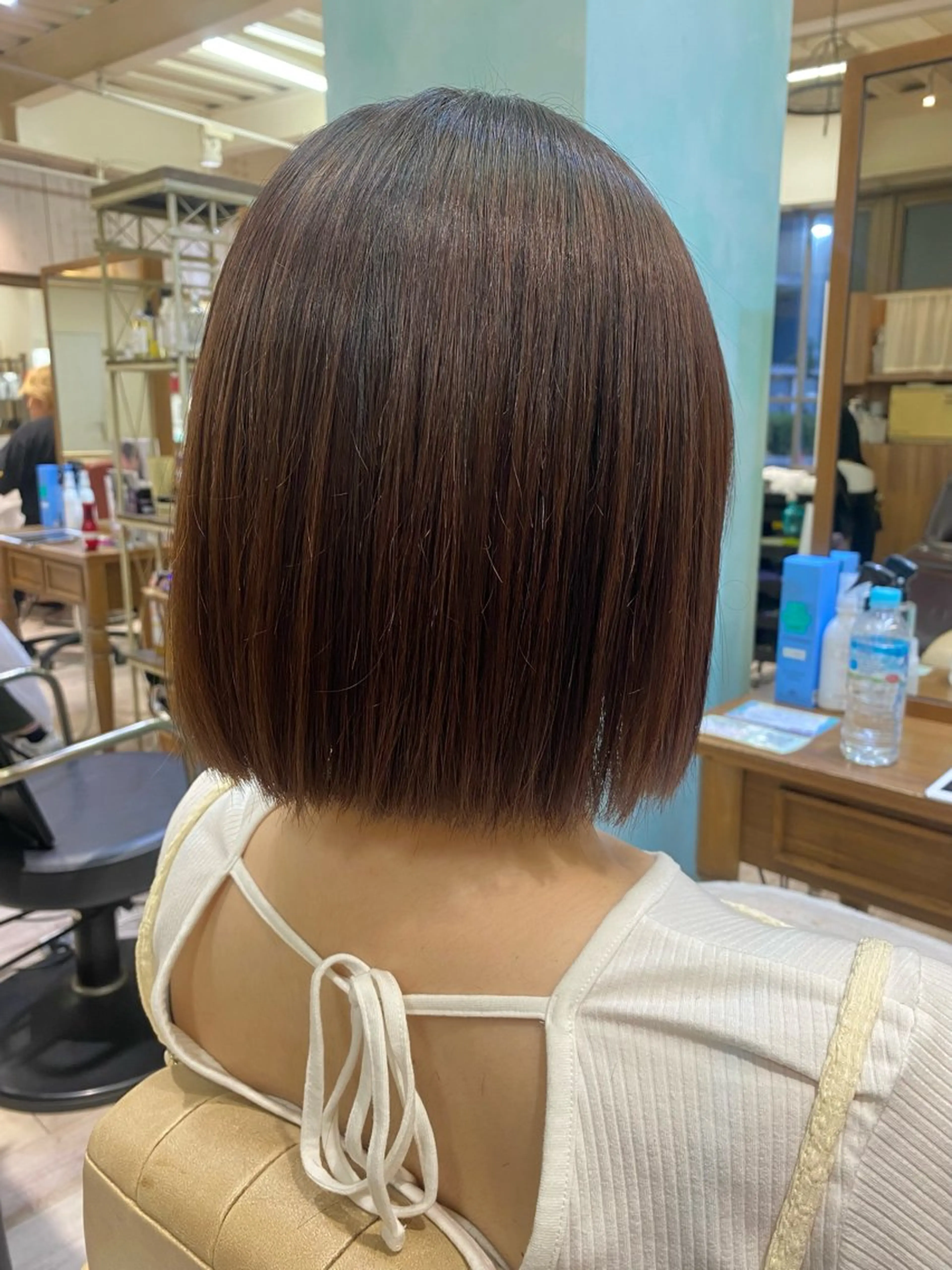 ミディアム パーマ ボブ 縮毛矯正 後藤 瀬奈のヘアスタイル