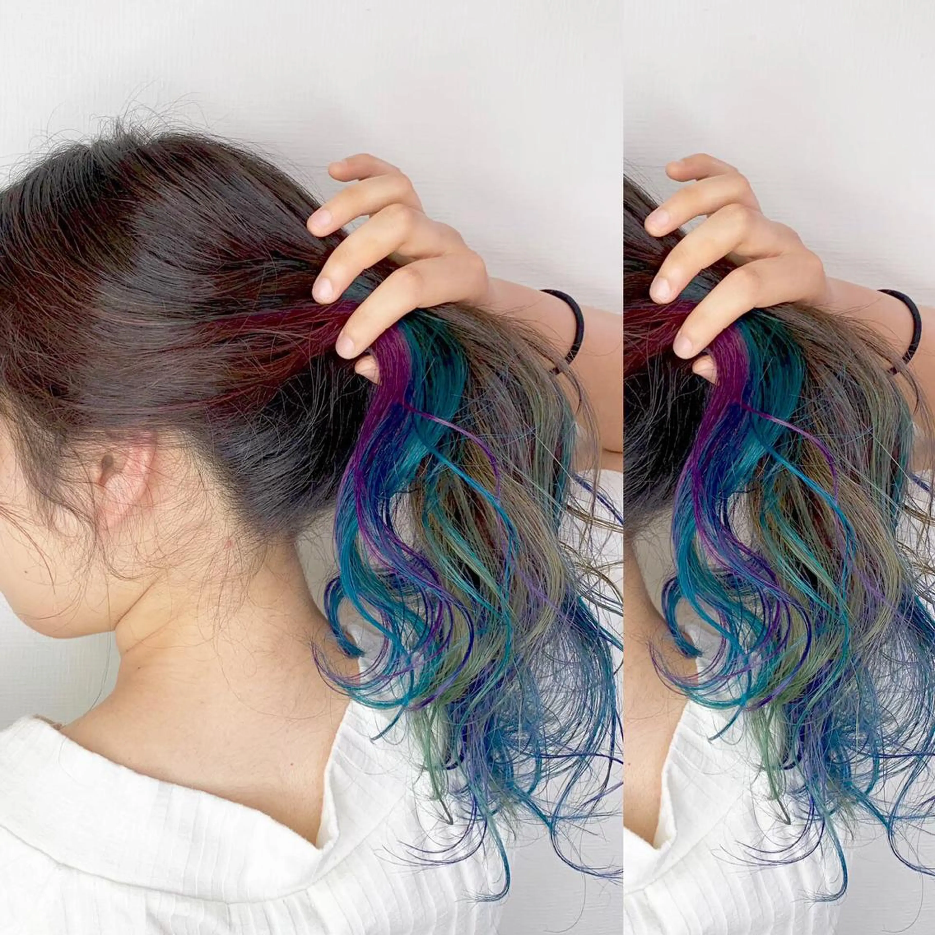 セミロング カラー JuNブリーチに 縮毛矯正するプロのヘアスタイル