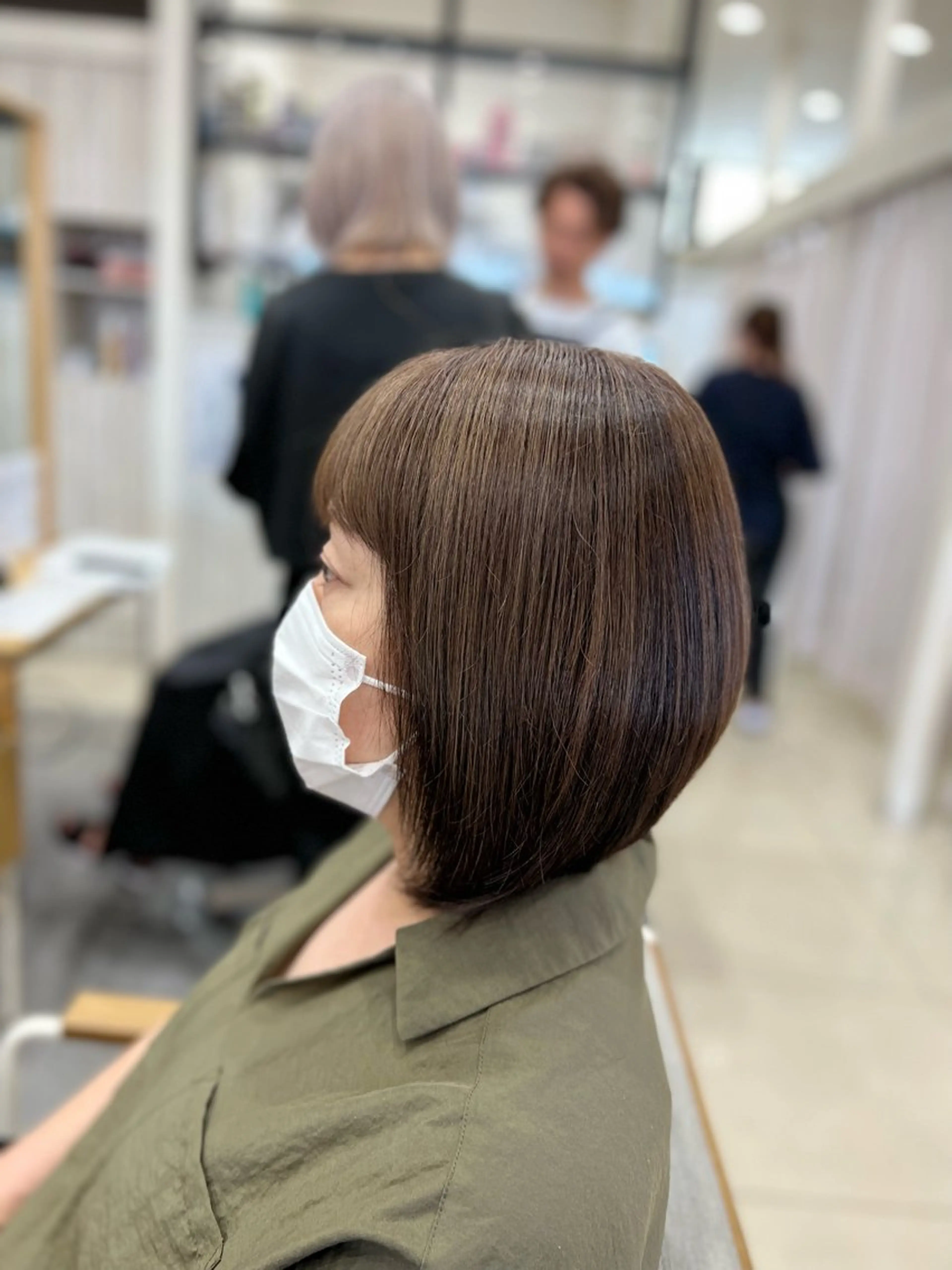 ミディアム カラー ブリーチ ハイライトカラー ハイライト ヘアカラー 太白区白髪ぼかし/ ボブカット/千葉達人のヘアスタイル