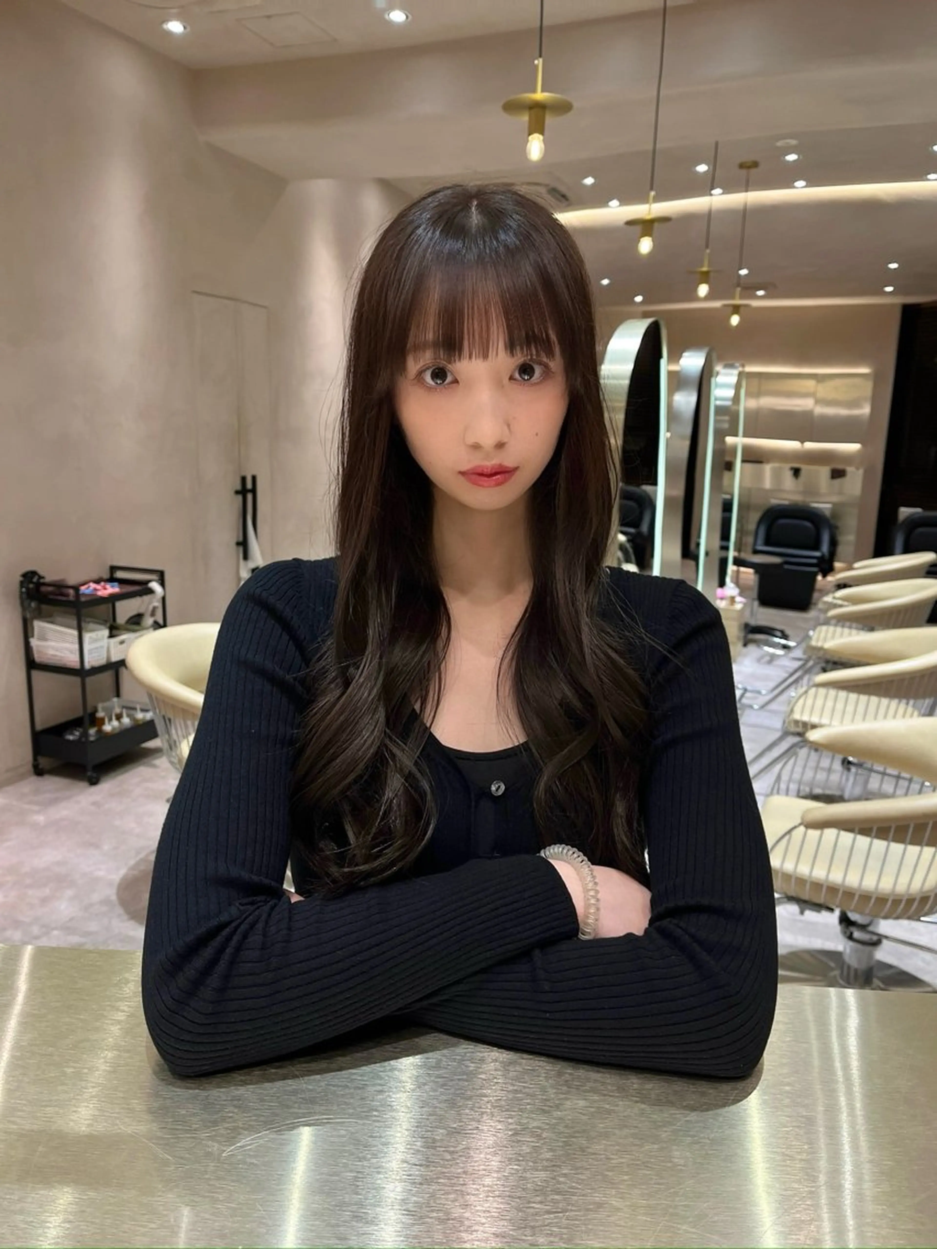 ロング カット ヘアカラー トリートメント 韓国ヘア/ベージュ カラー/髪質改善/涼のヘアスタイル