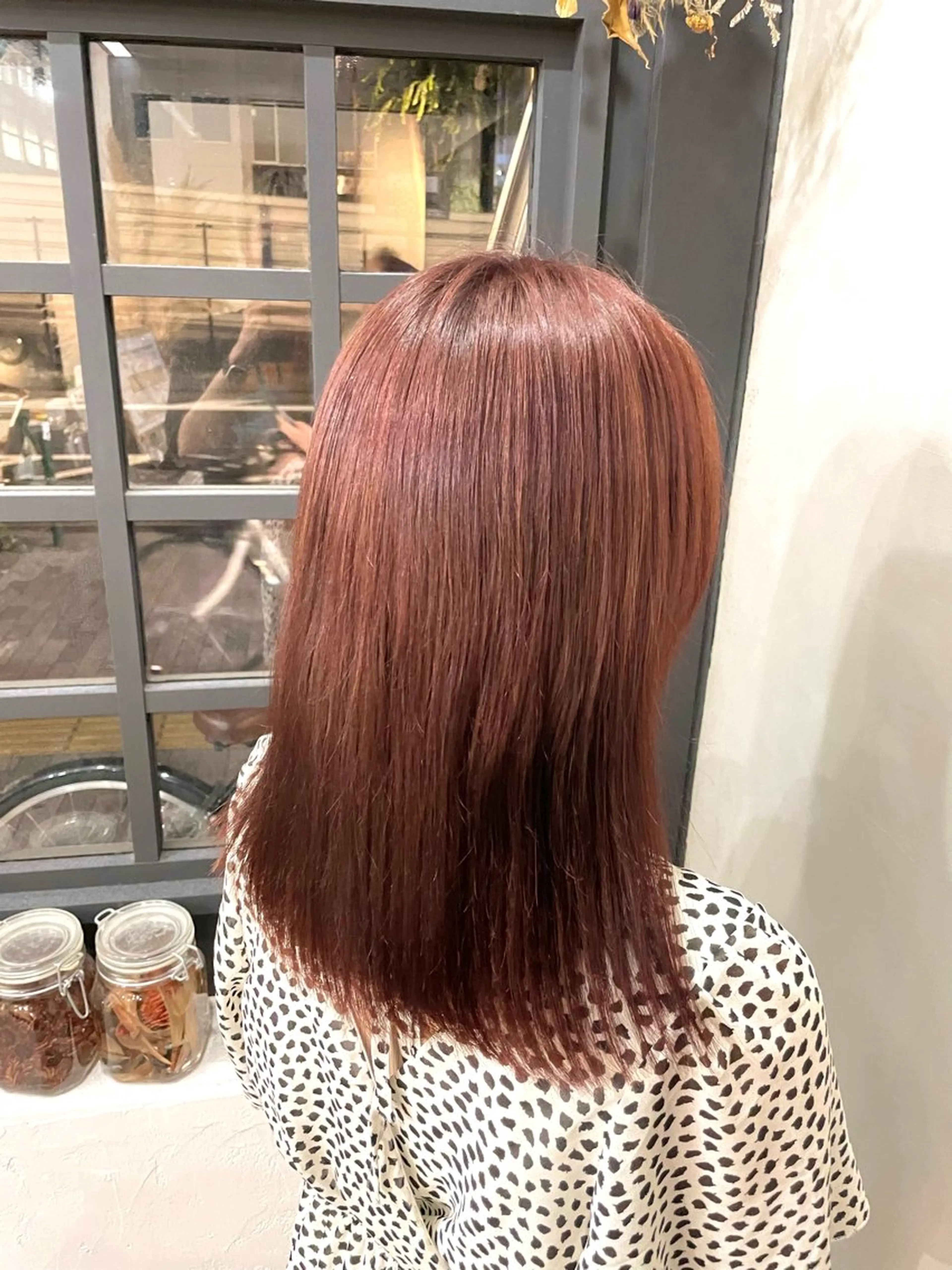 セミロング カラー オレンジピンク ✨レディースカット モデル募集✨イブキのヘアスタイル