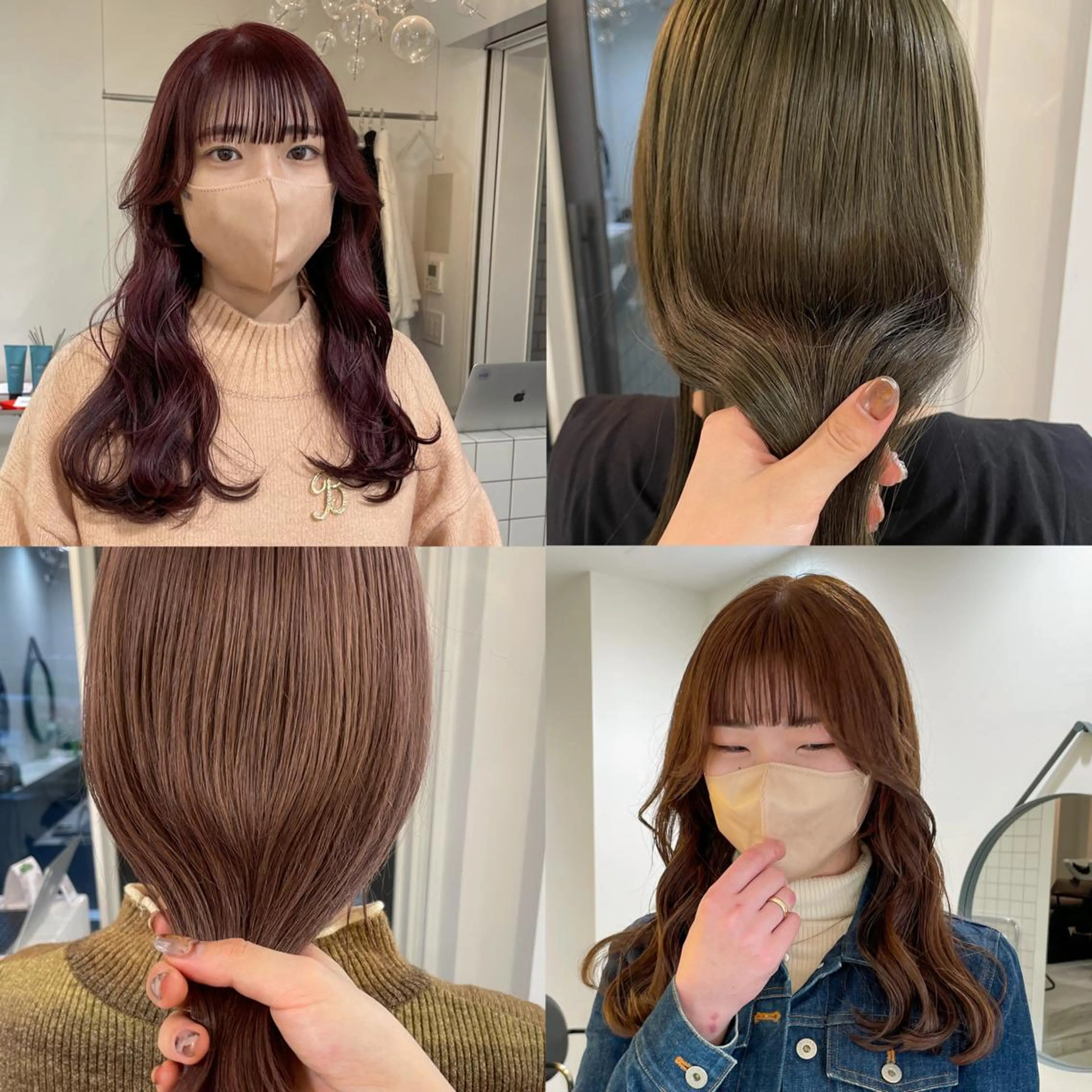 セミロング カラー ブリーチ ダブルカラー ブリーチなしカラー 韓国風ヘア Koto🌿 ブリーチなしカラーのヘアスタイル