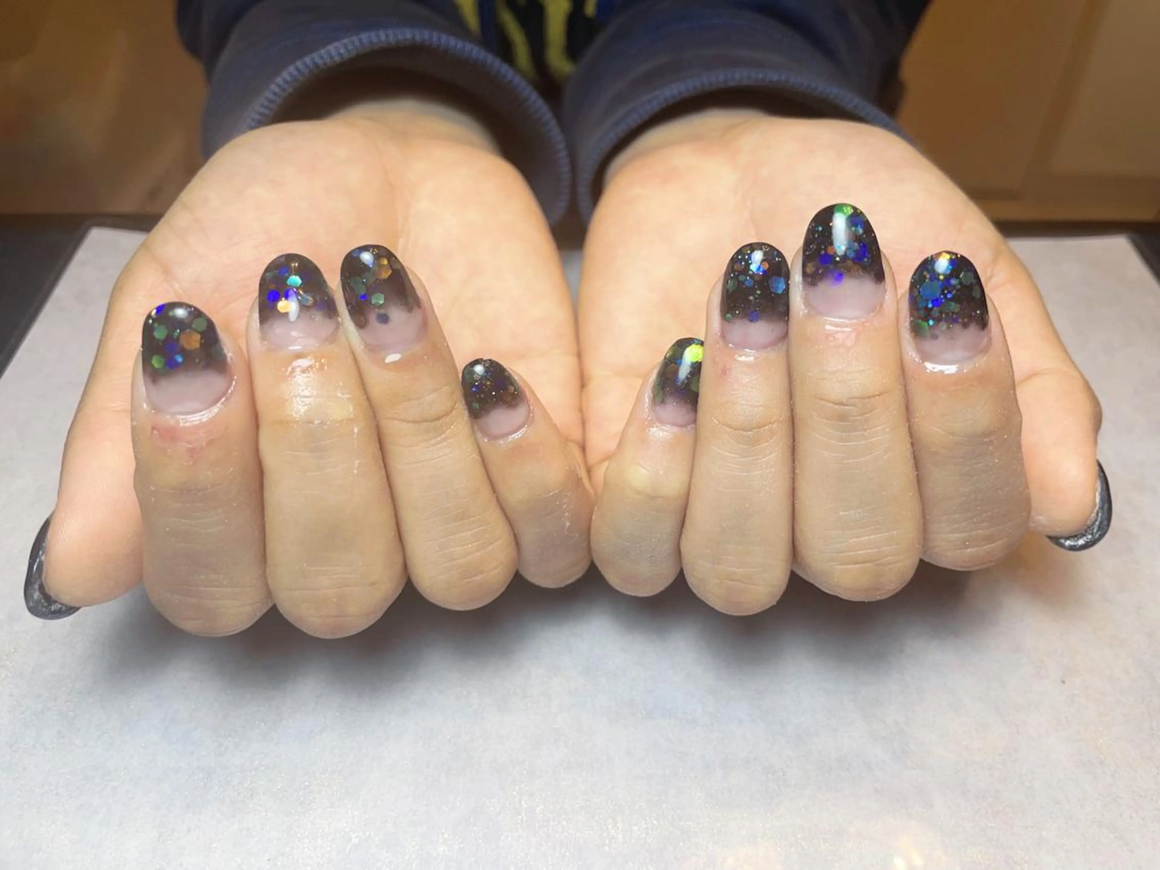 ネイル グラデーション ホログラムネイル スカルプネイル BLANCEnail所属・BLANCnail yuuのネイルデザイン