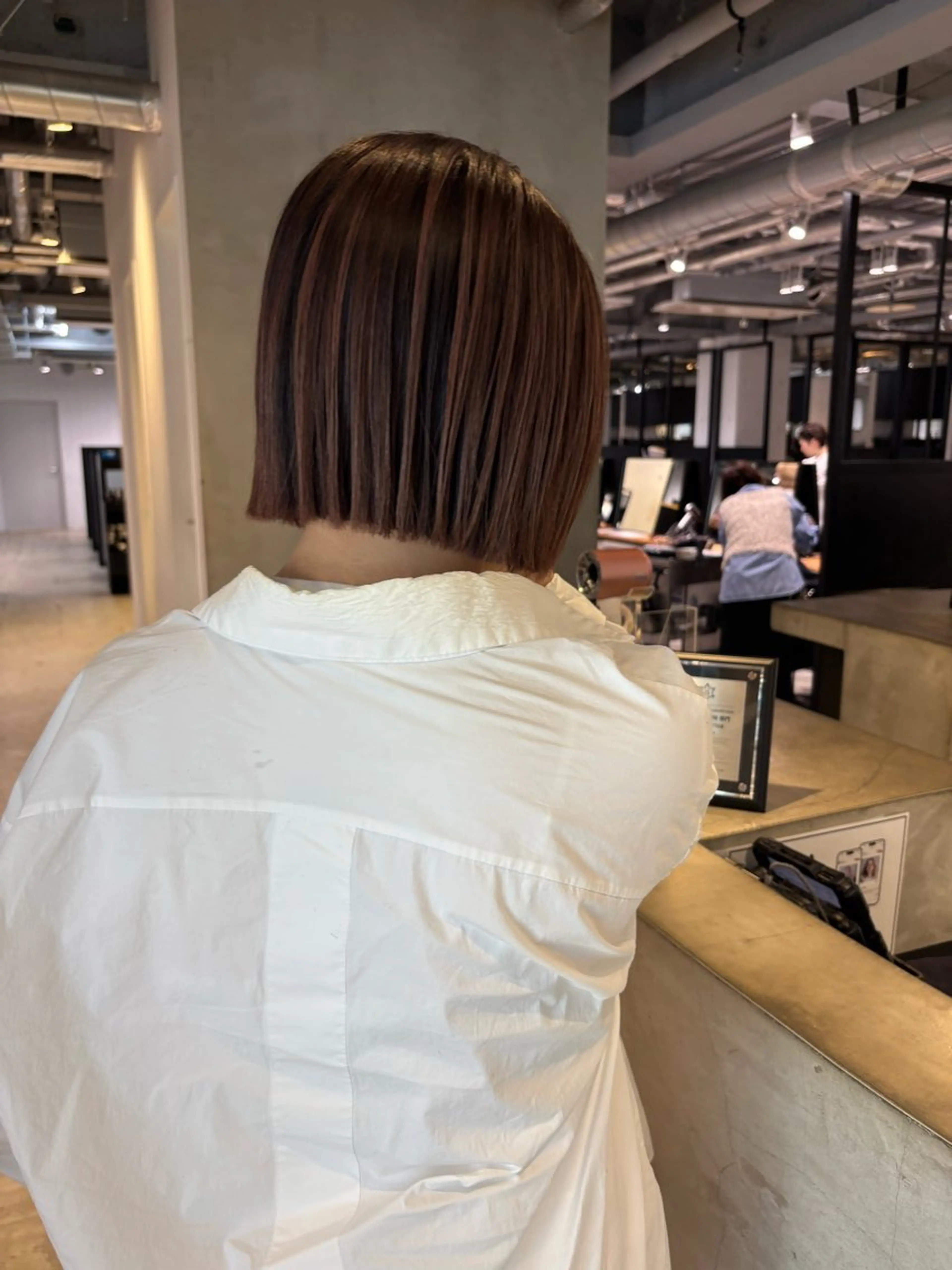 ミディアム ボブ レイヤーカット ブリーチ/ハイトーン /大人バレイヤージュのヘアスタイル